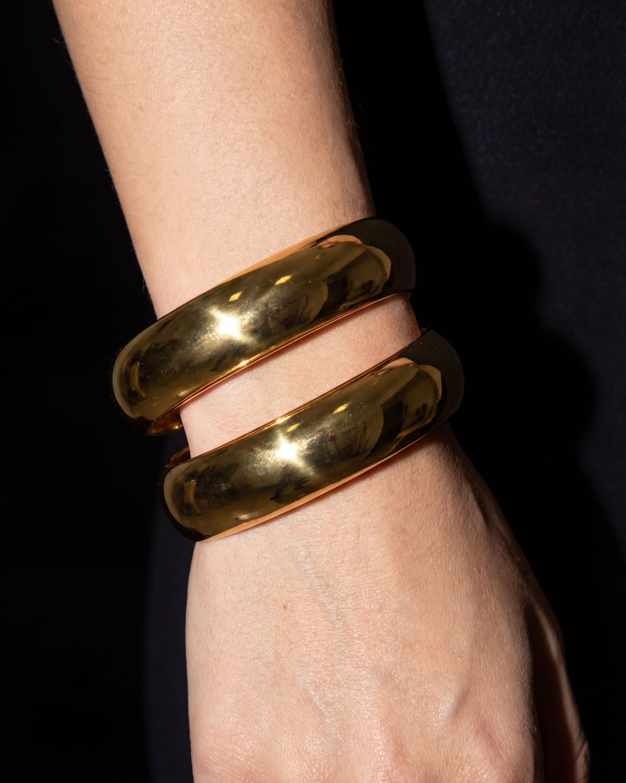 Split Dome Double Cuff Bracelet, Architectural Jewelry