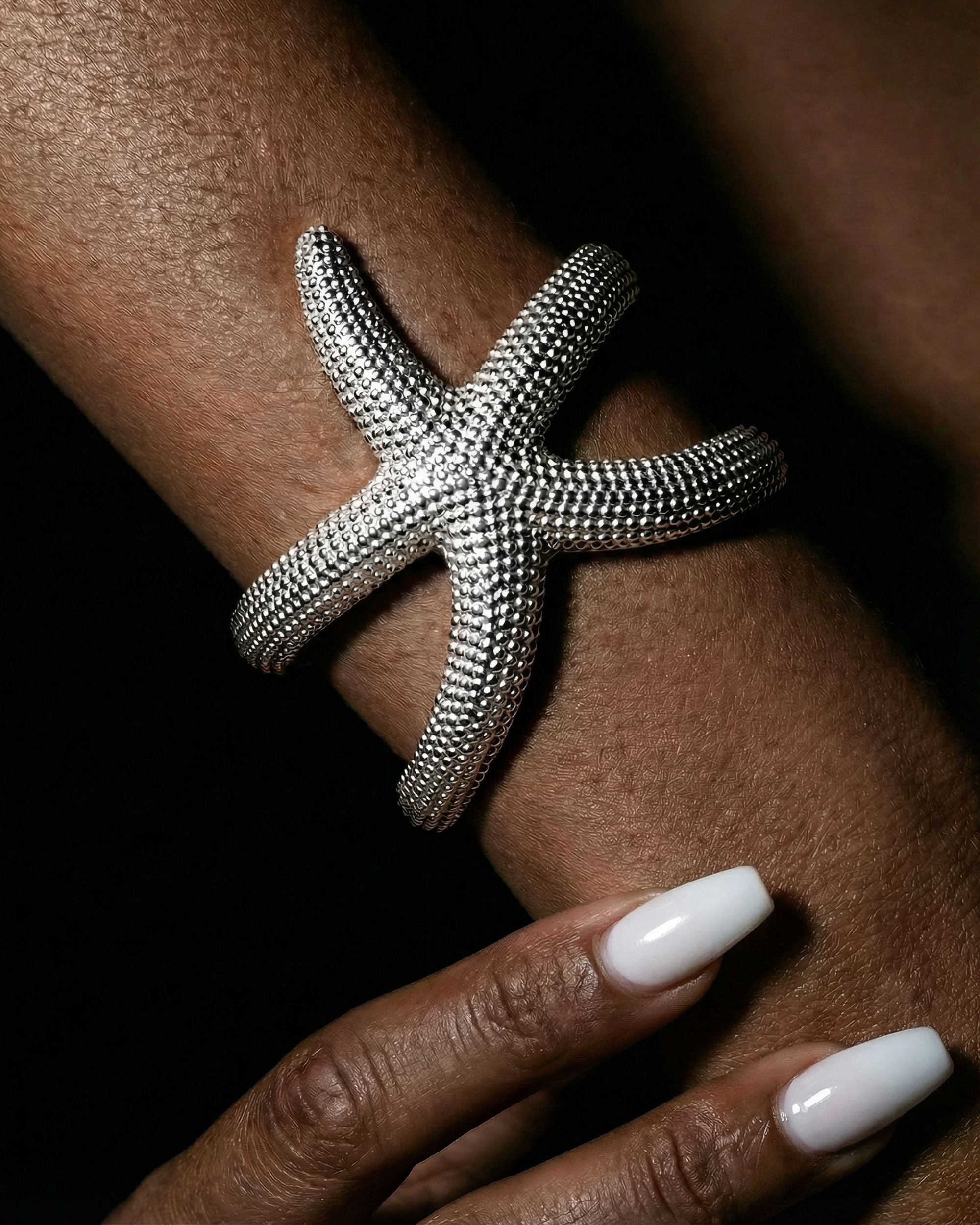 Starfish Cross Cuff Bracelet, Architectural Jewelry