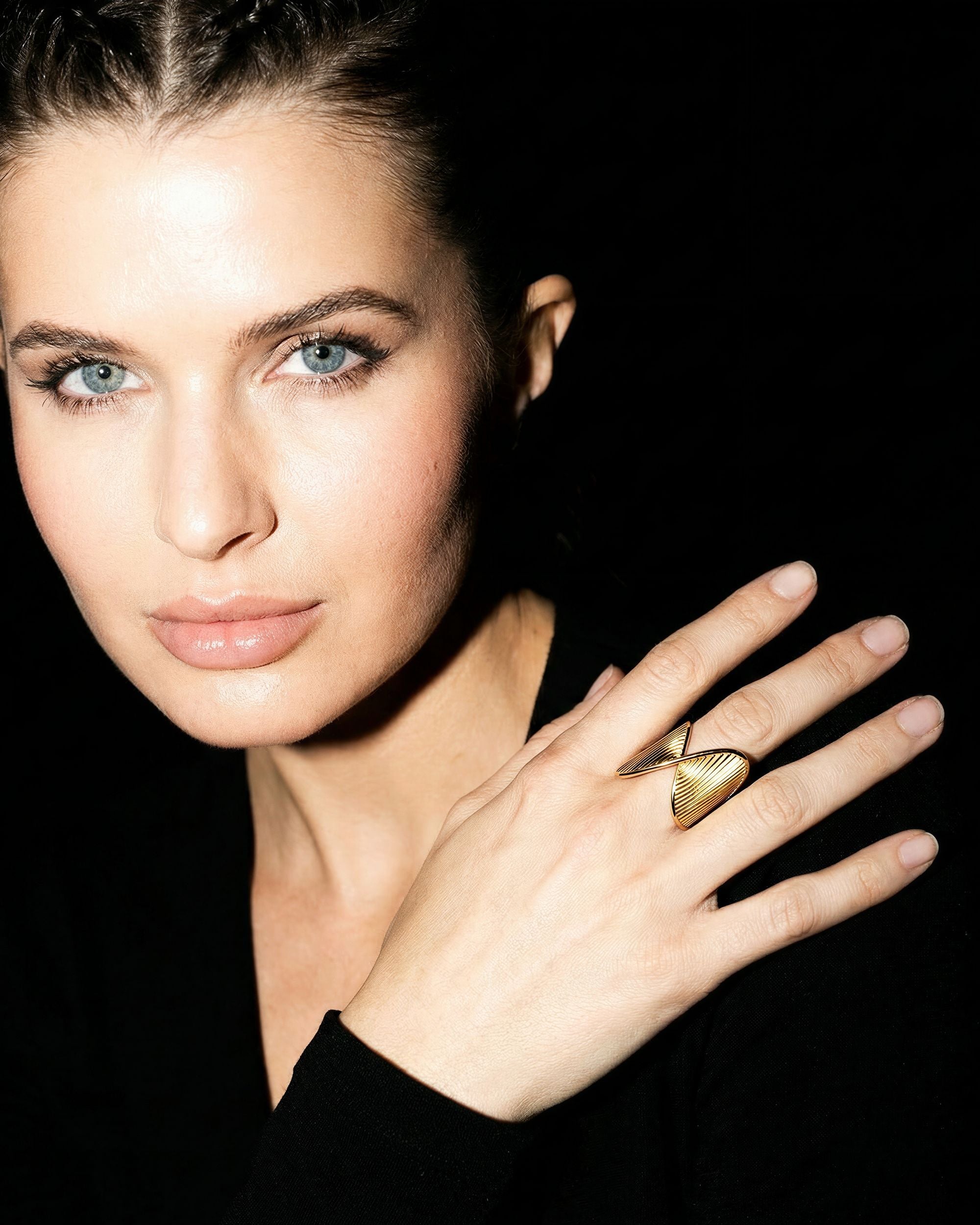 Twisted Diagonal Stripe Statement Ring, Architectural Jewelry