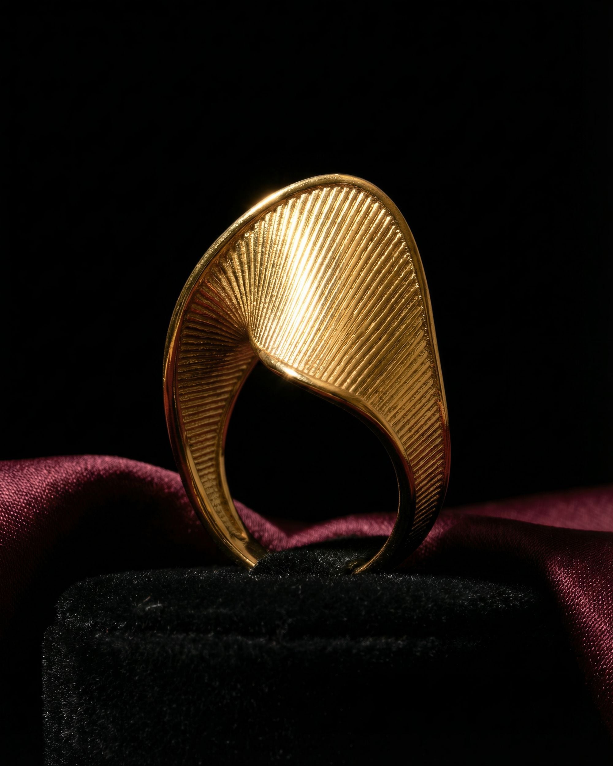 Twisted Diagonal Stripe Statement Ring, Gold Jewelry