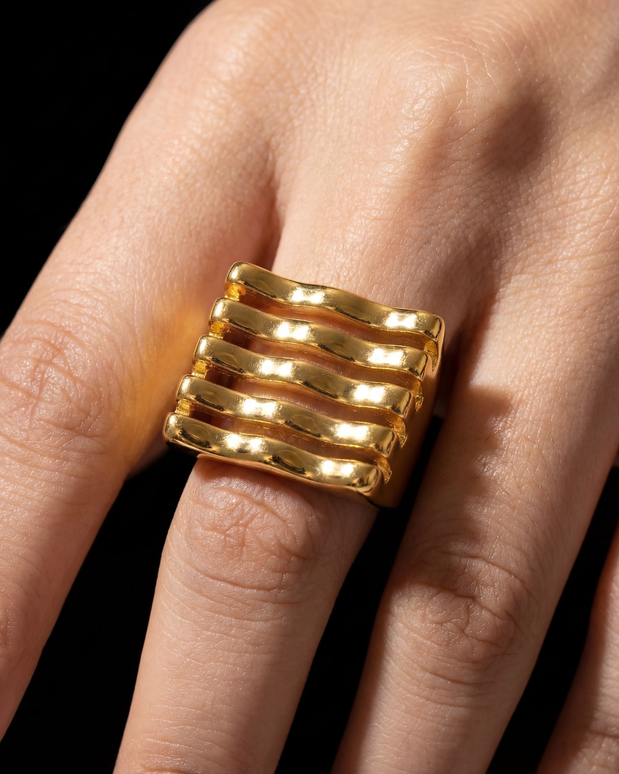 Wave Stack Statement Ring, Architectural Jewelry