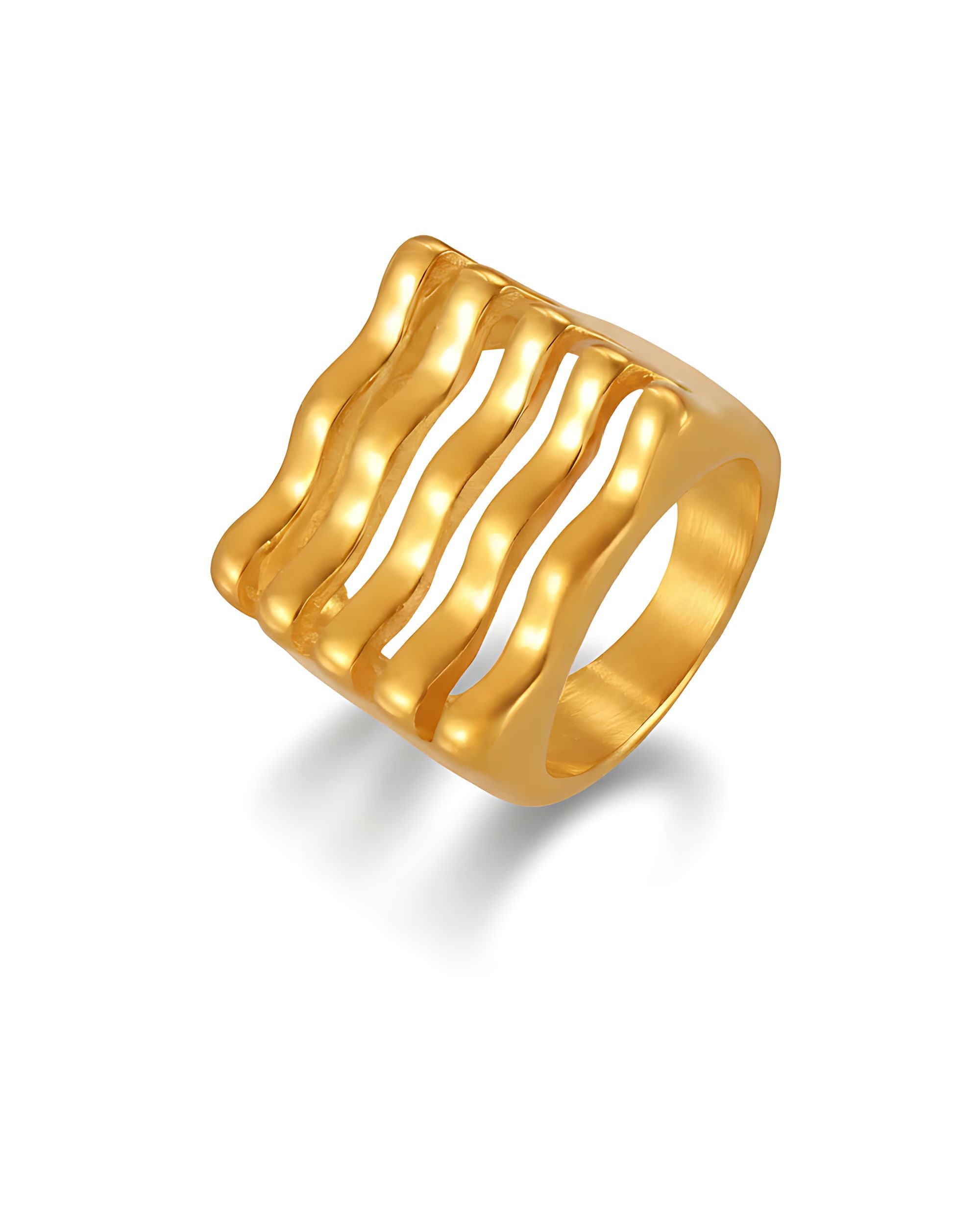 Wave Stack Statement Ring, Gold