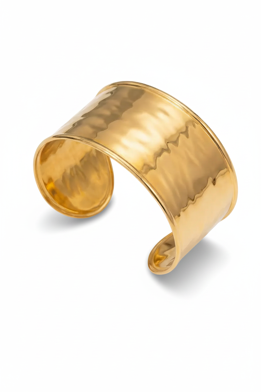 Liquid Metal Wide Cuff Bracelet, Gold