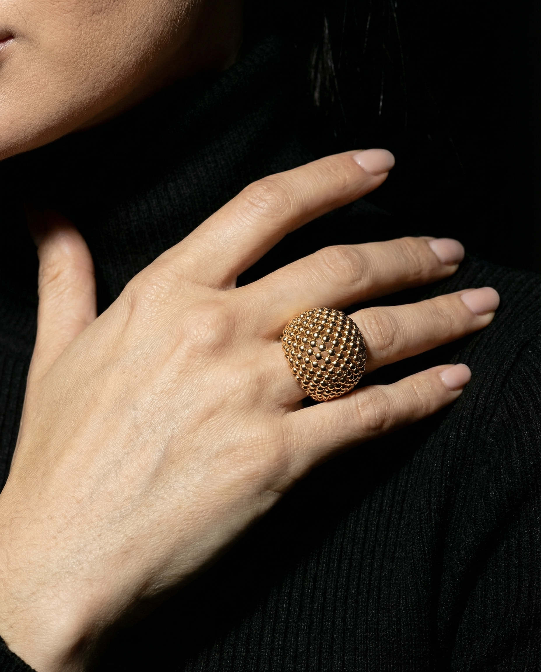 Mesh Sphere Ring, Stainless Steel