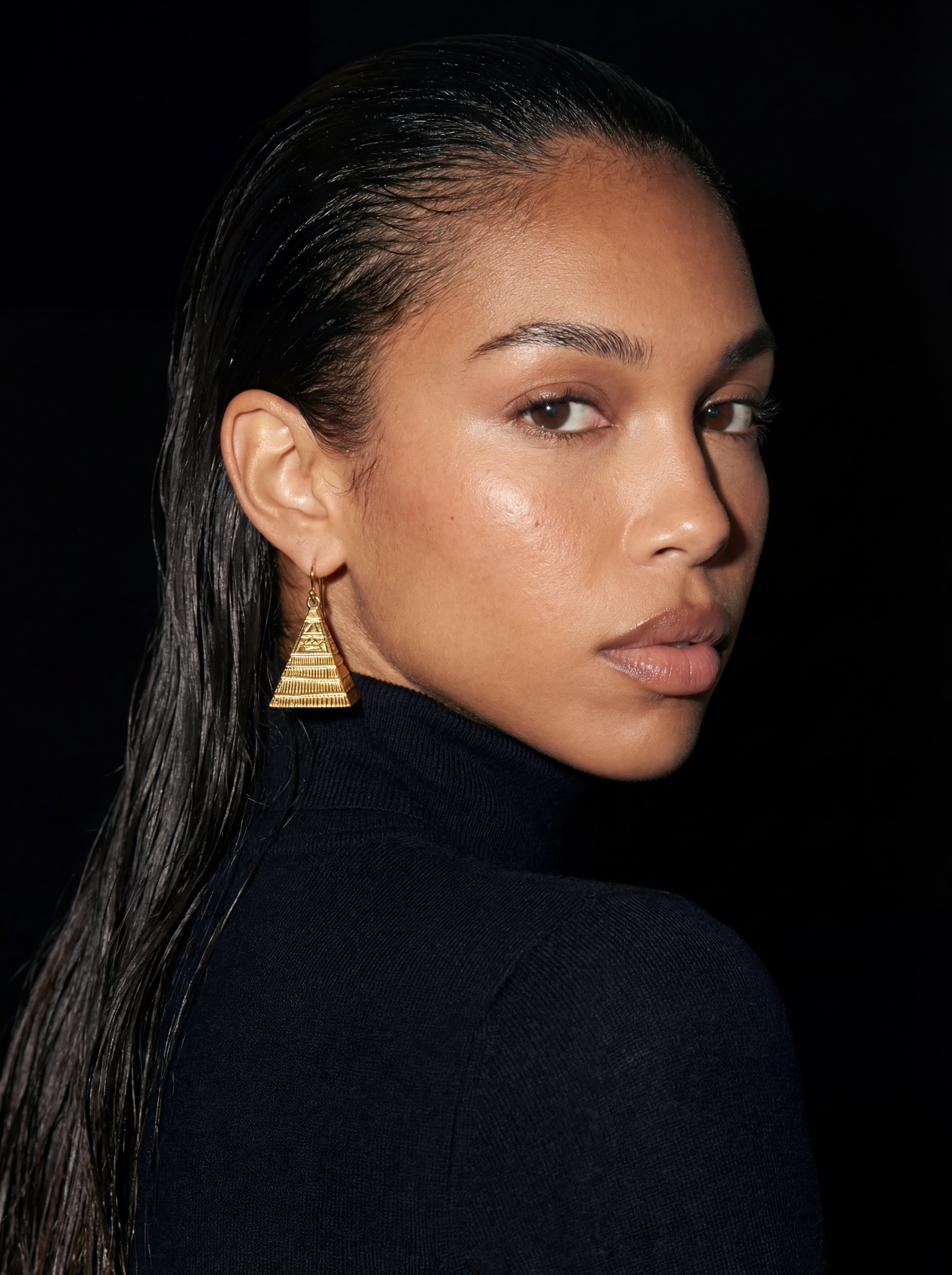 Pyramid Drop Earrings, Stainless Steel