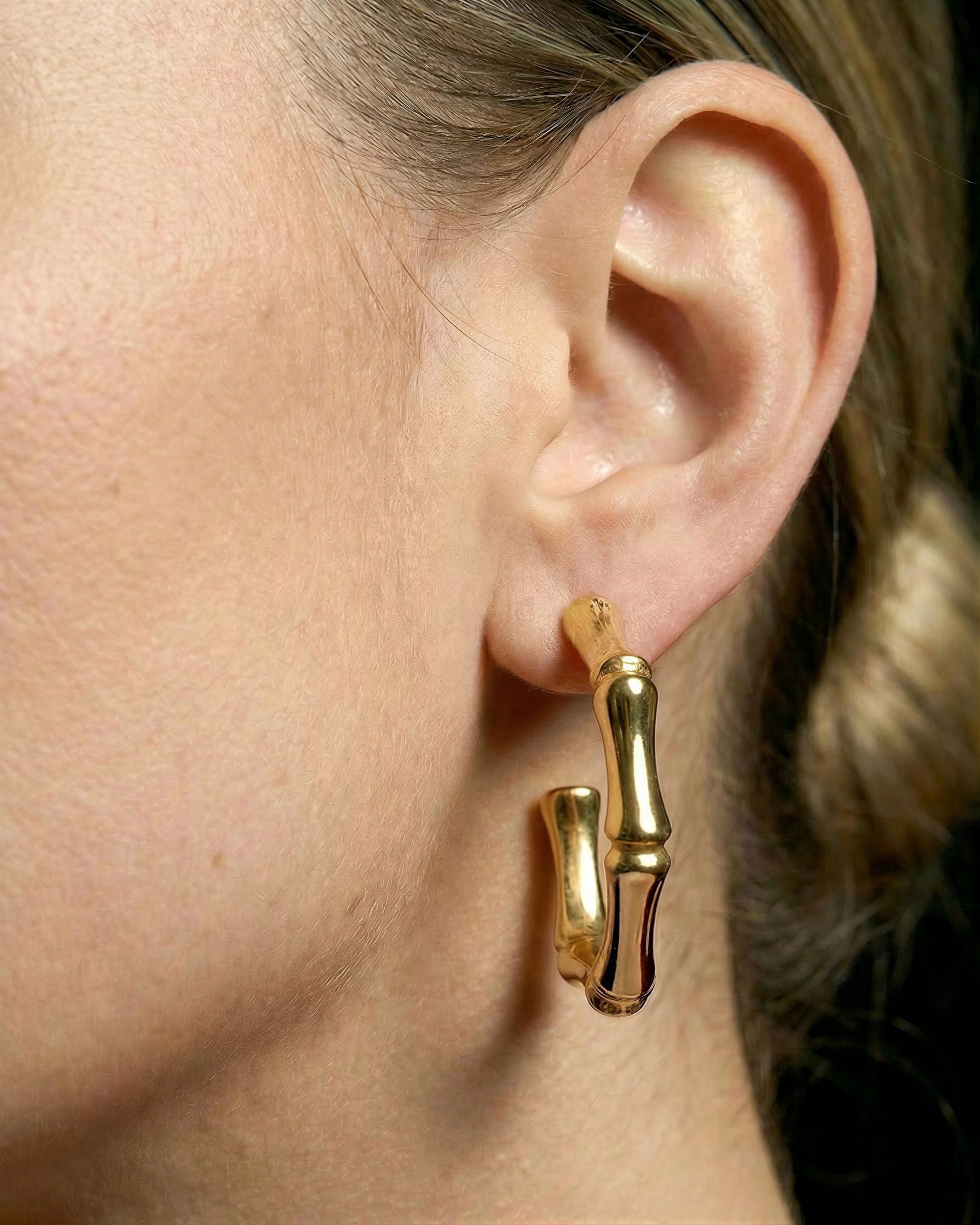 Bamboo Geometric Hoop Earrings, Jewelry Detail