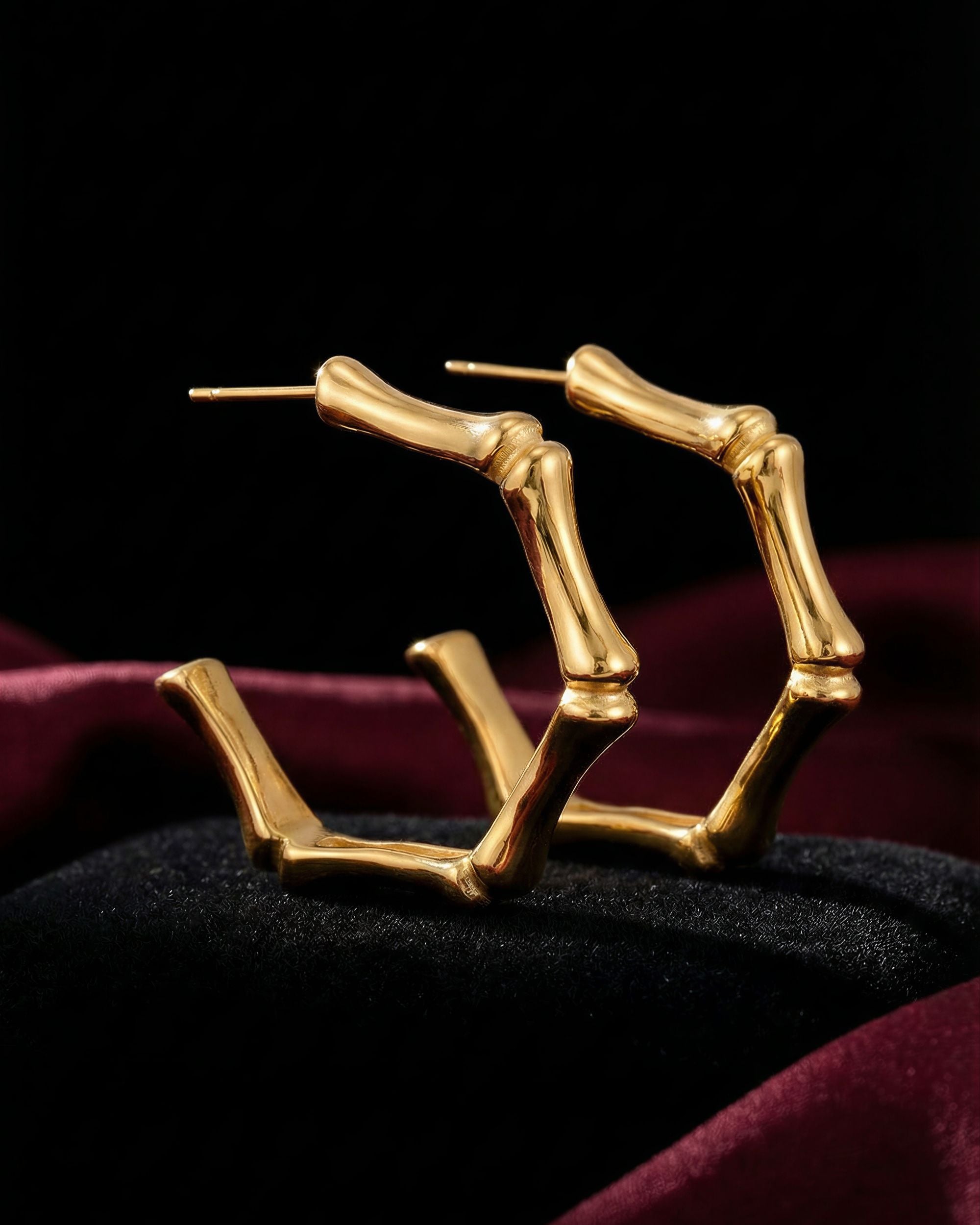 Bamboo Geometric Hoop Earrings, Unglaz Jewelry