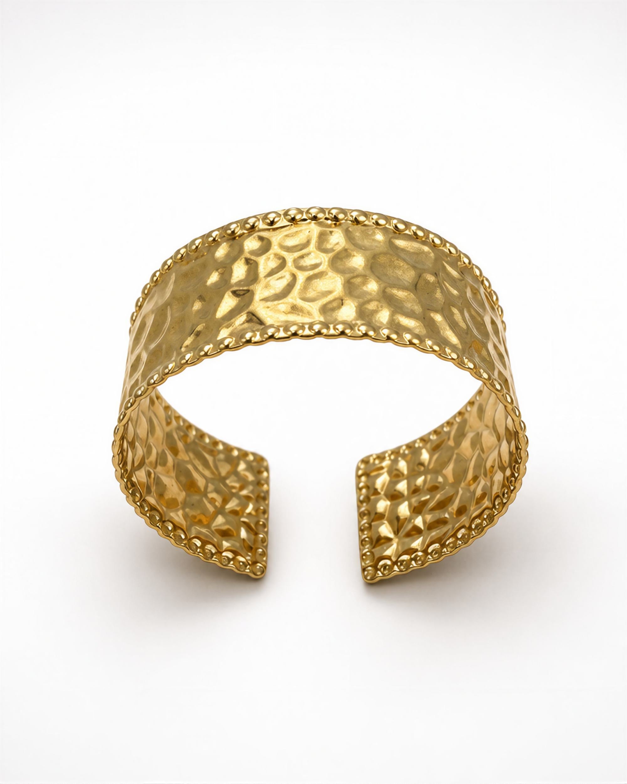 Beaded Rim Cuff Bracelet - Gold