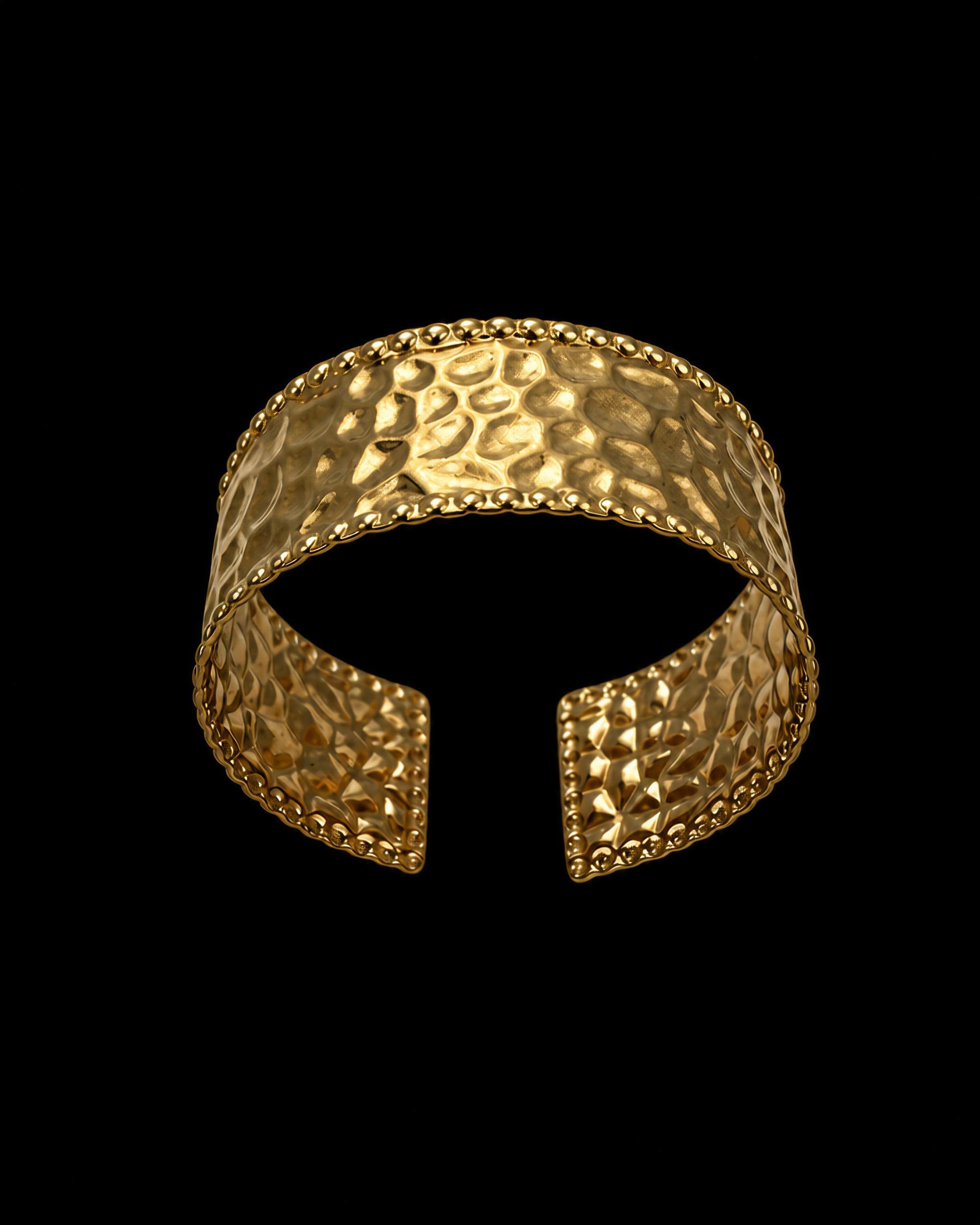 Beaded Rim Cuff Bracelet - Gold