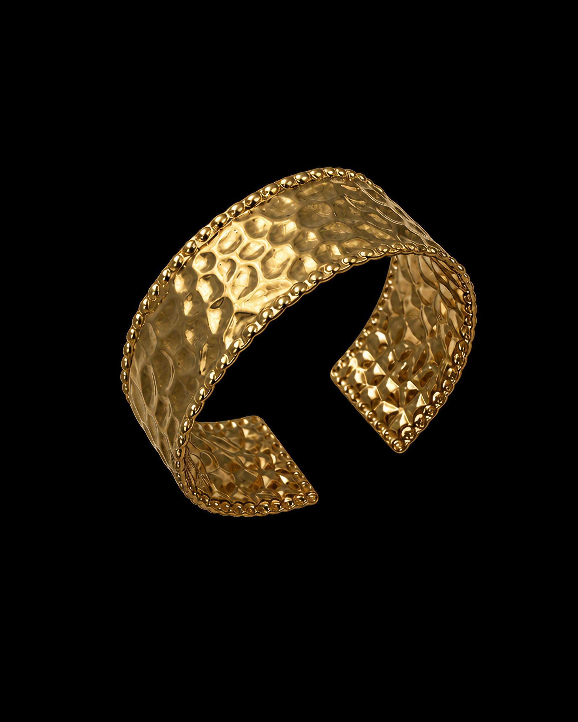 Beaded Rim Cuff Bracelet - Gold