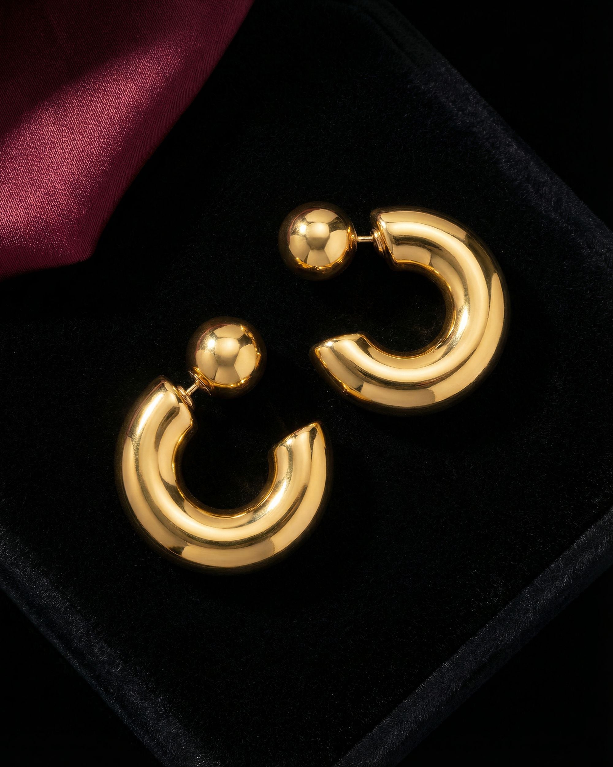 Chunky Ball Hoop Earrings, Gold Jewelry
