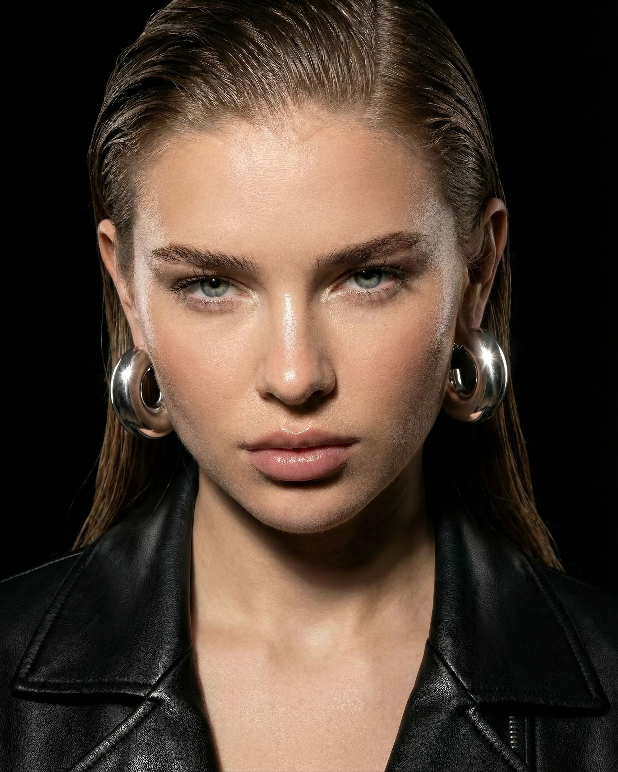 Chunky Ball Hoop Earrings, Stainless Steel