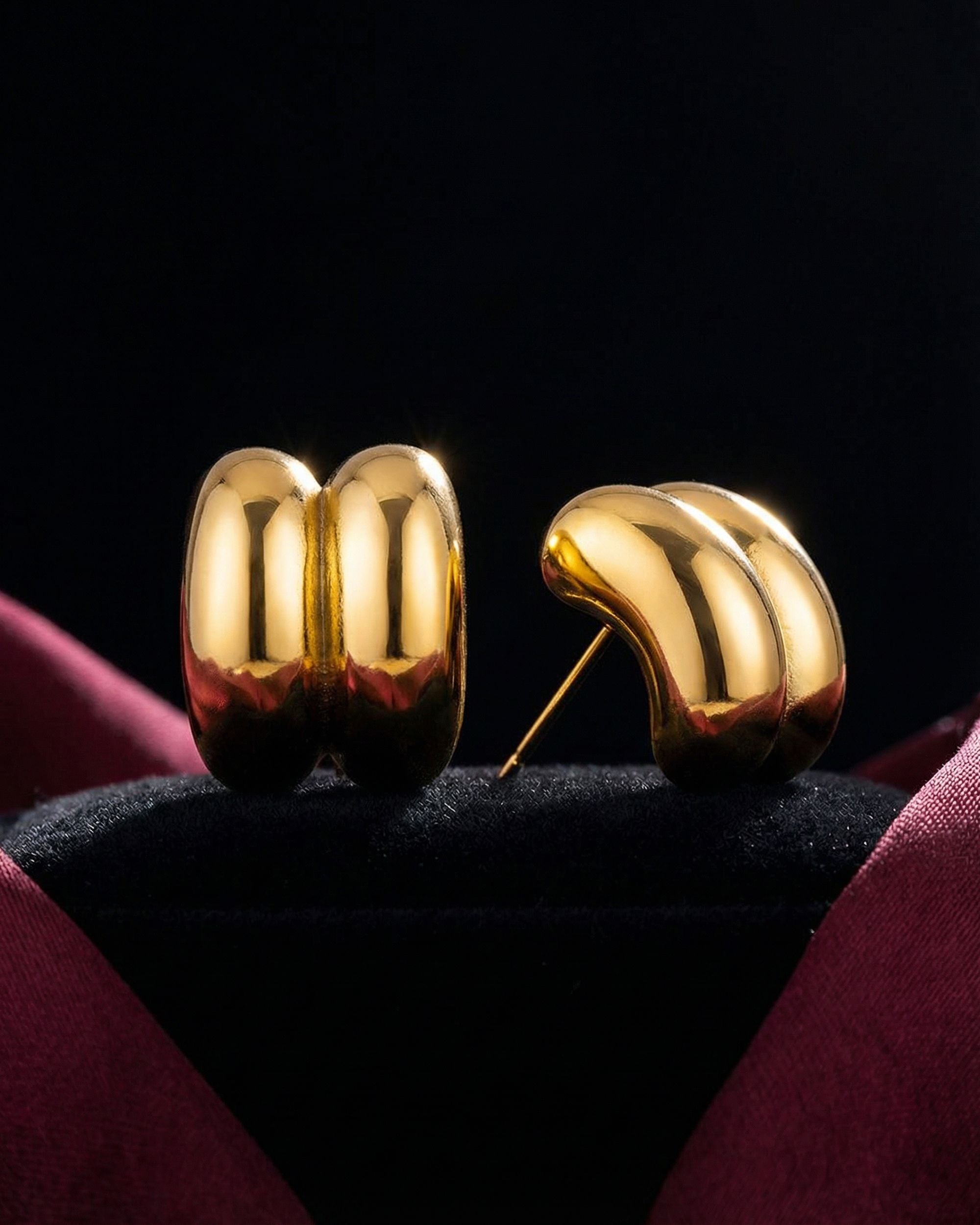 Chunky Double Tube Stud Earrings, Unglaz Jewelry