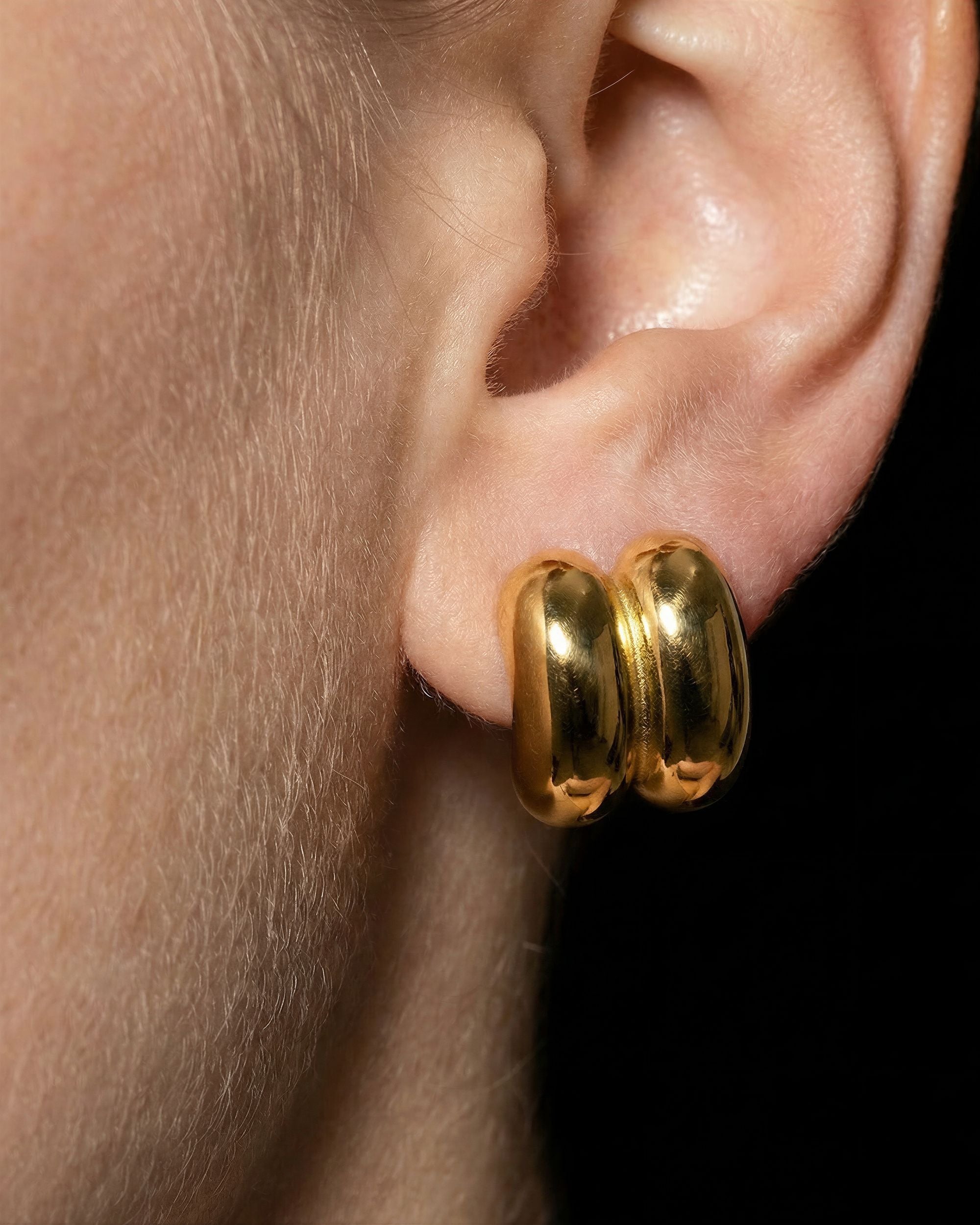 Chunky Double Tube Stud Earrings, Architectural Jewelry