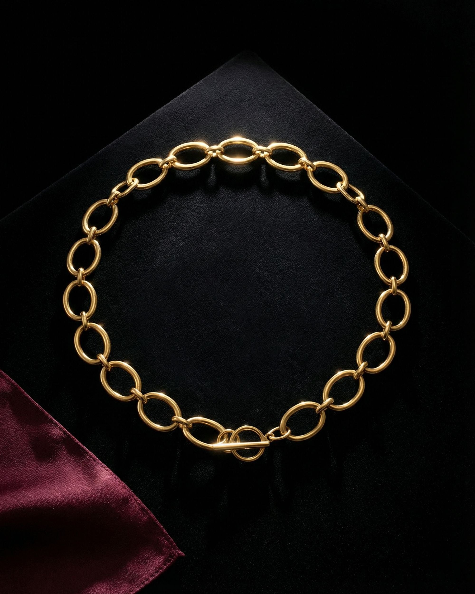 Chunky Oval Link Chain Necklace, Jewelry Detail
