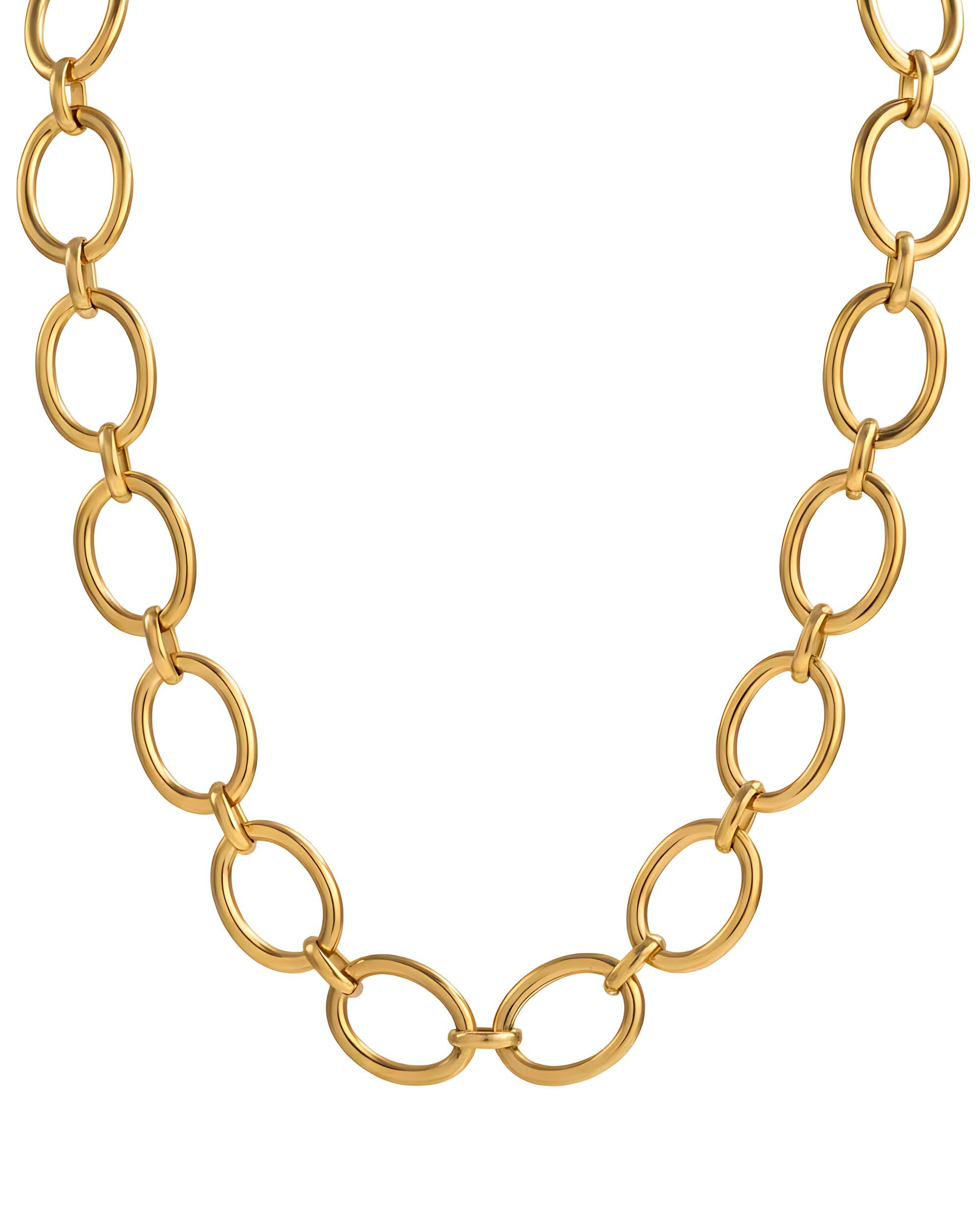 Chunky Oval Link Chain Necklace, Gold