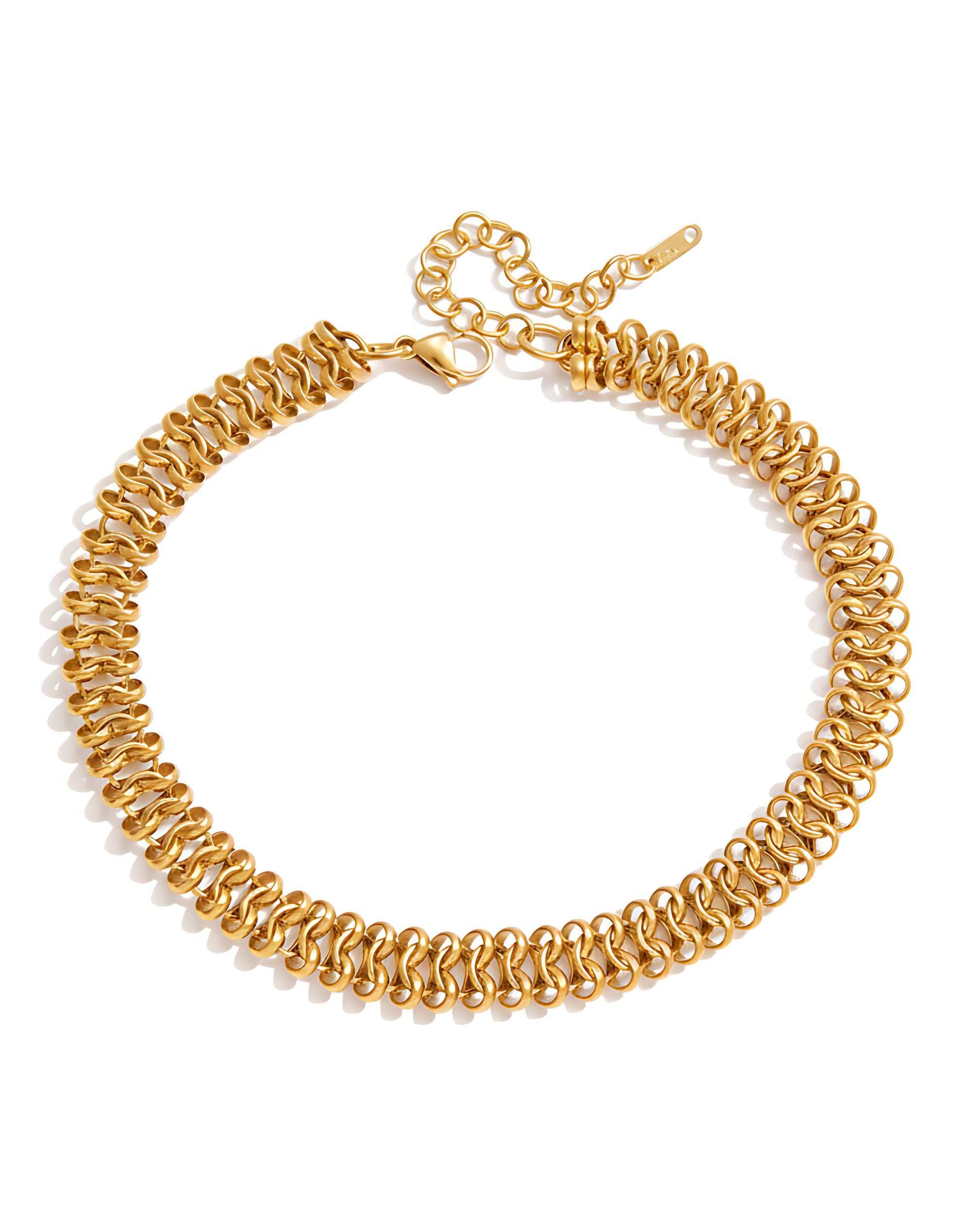 Coiled Gold Chain Choker Necklace, Gold