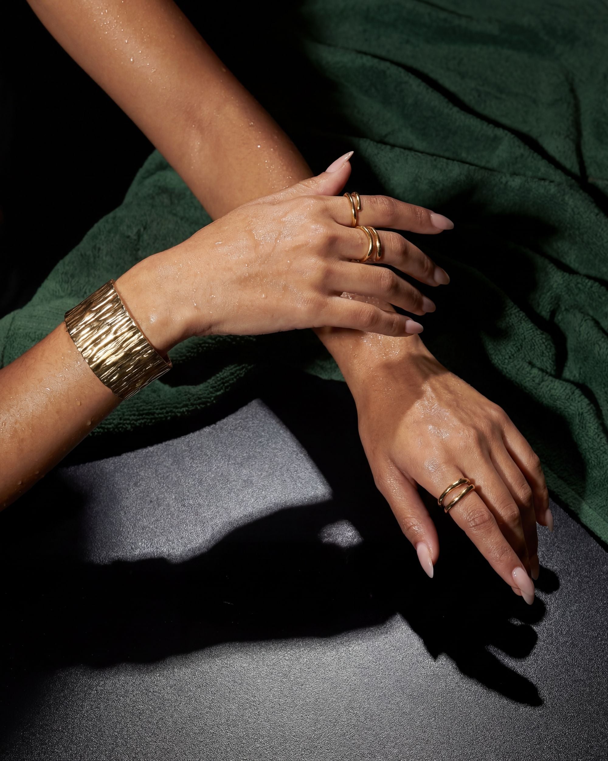 Corrugated Gold Wide Cuff Bracelet, Unglaz Jewelry
