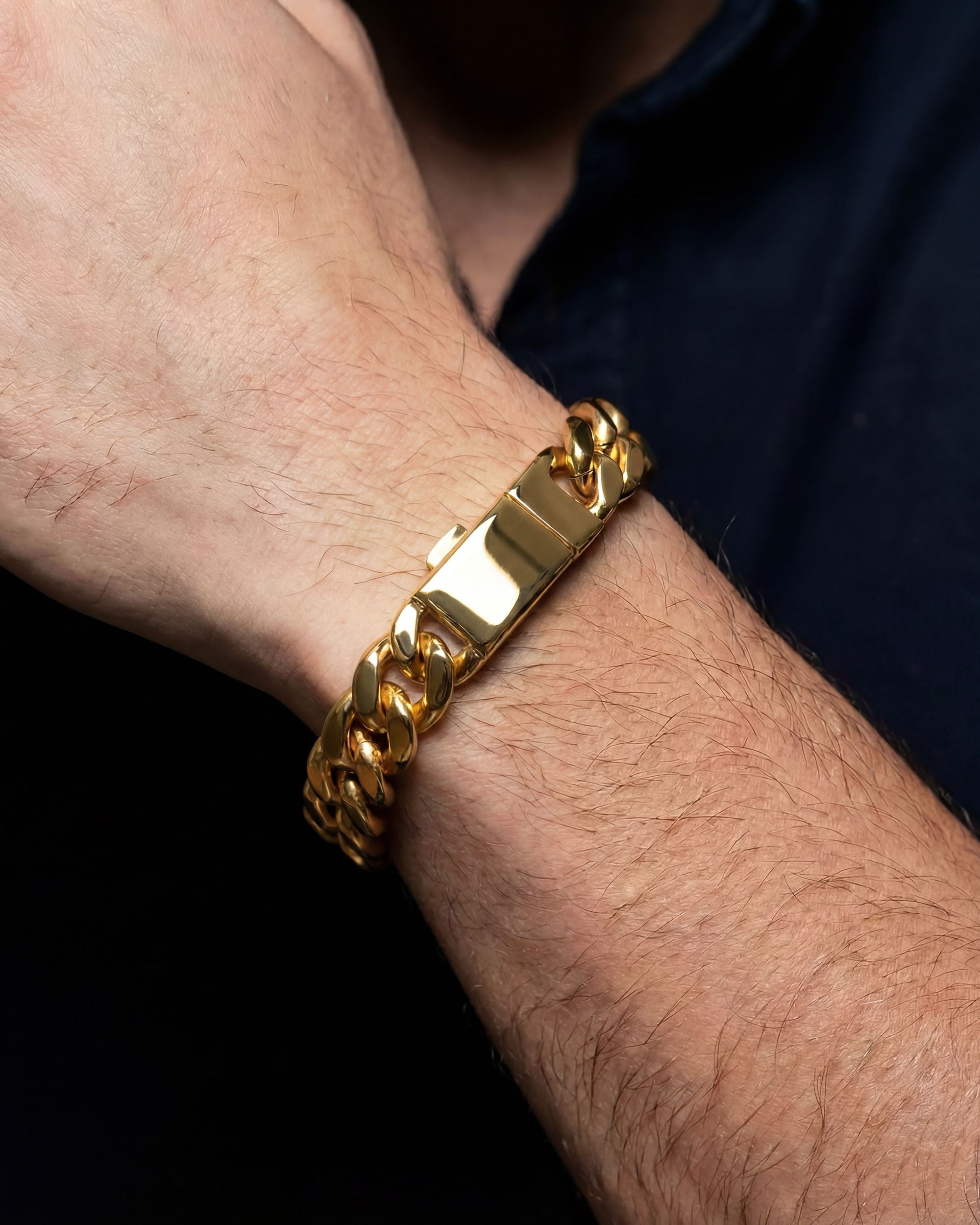 Cuban Link Chain Bracelet, Gold Bracelet