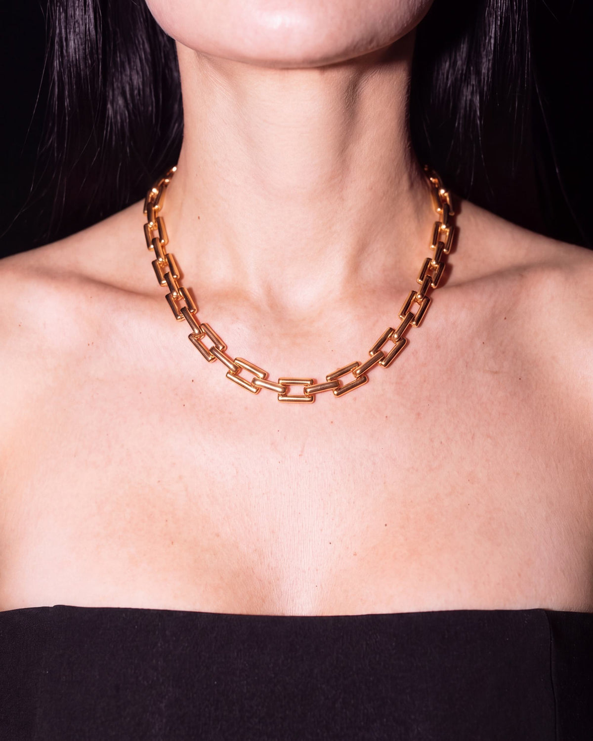 Rectangle Link Chain Necklace - Gold