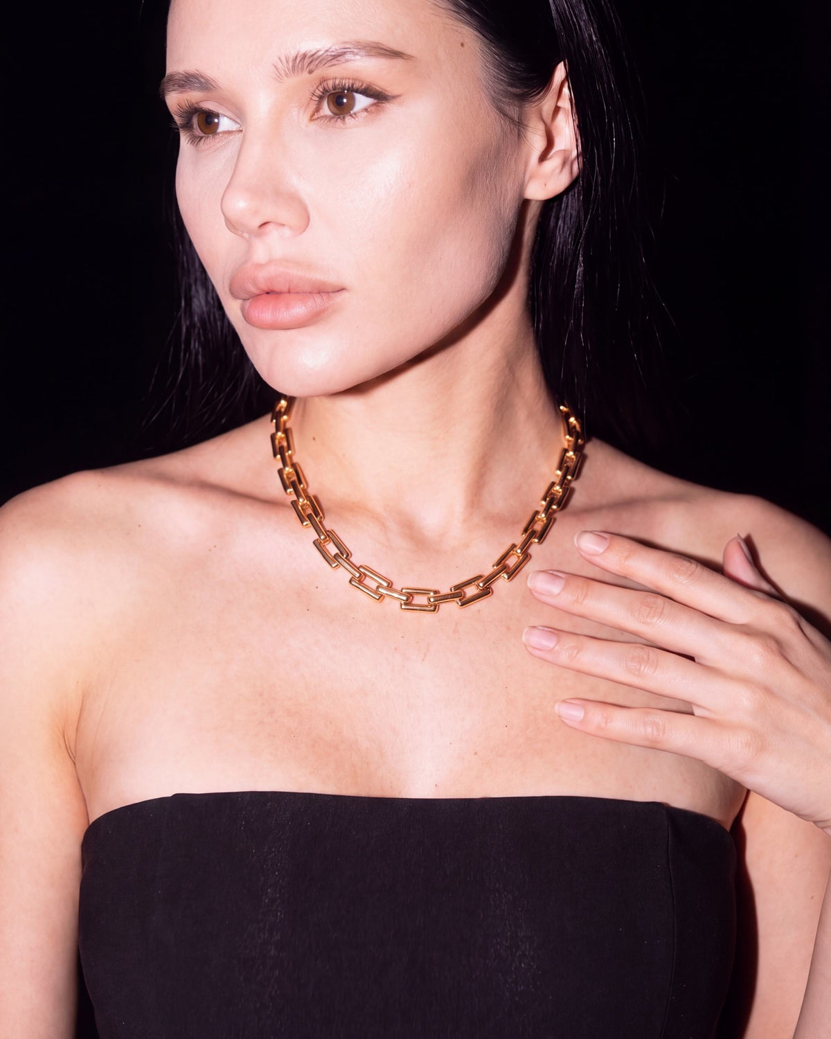 Rectangle Link Chain Necklace - Gold