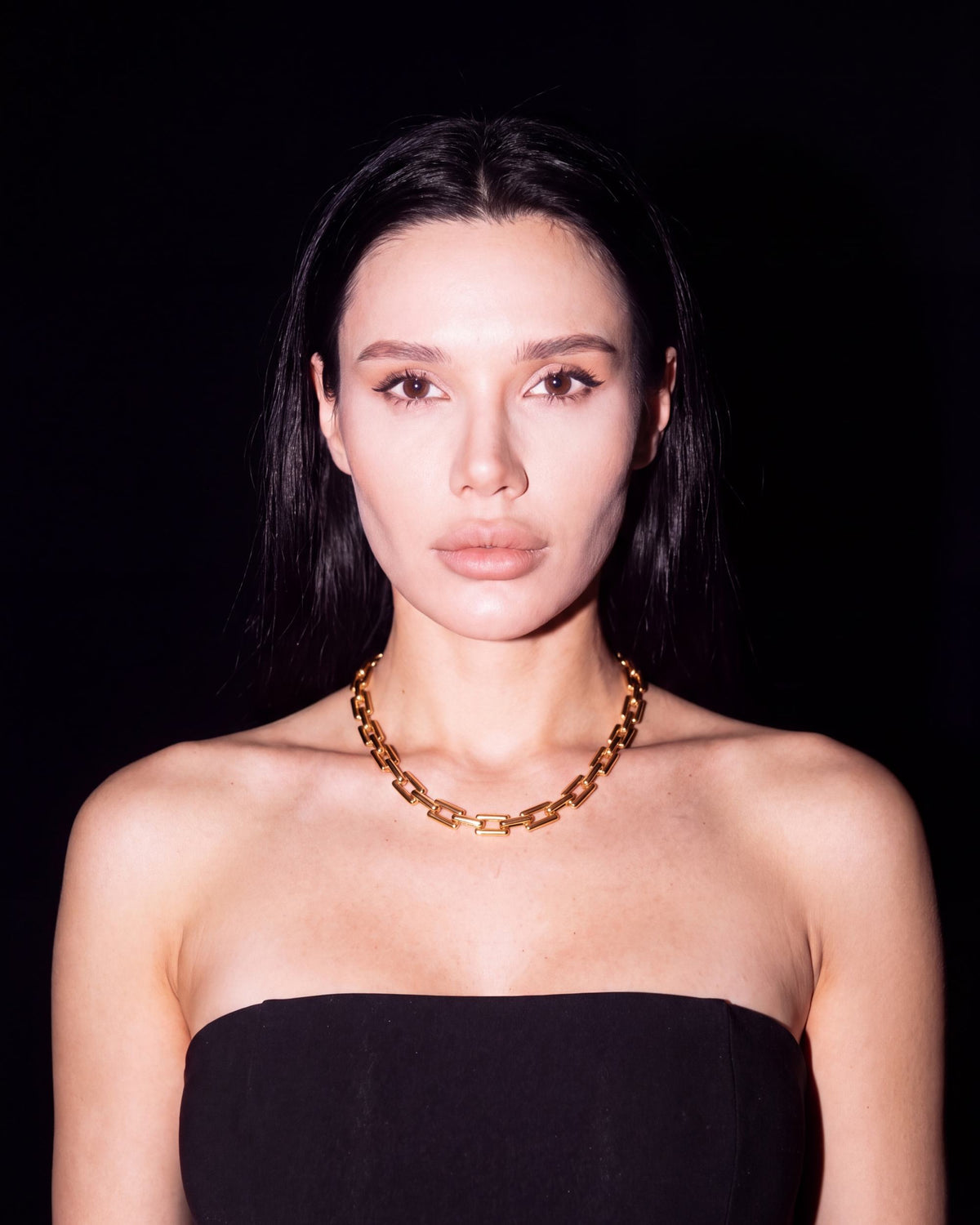 Rectangle Link Chain Necklace - Gold