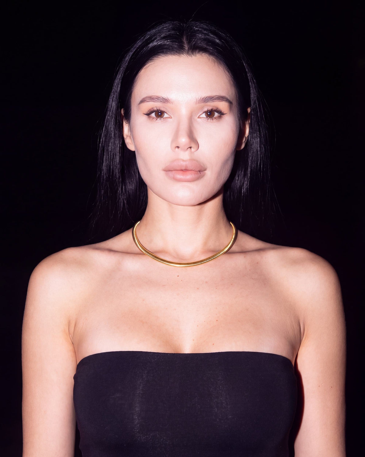 Ribbed Coil Collar Necklace - Gold