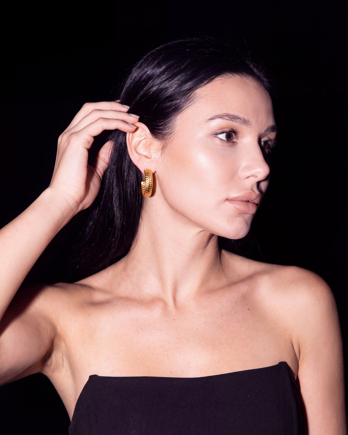 Serpent Scale Hoop Earrings - Gold