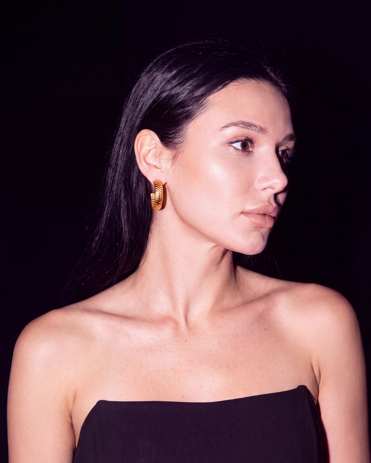 Serpent Scale Hoop Earrings - Gold