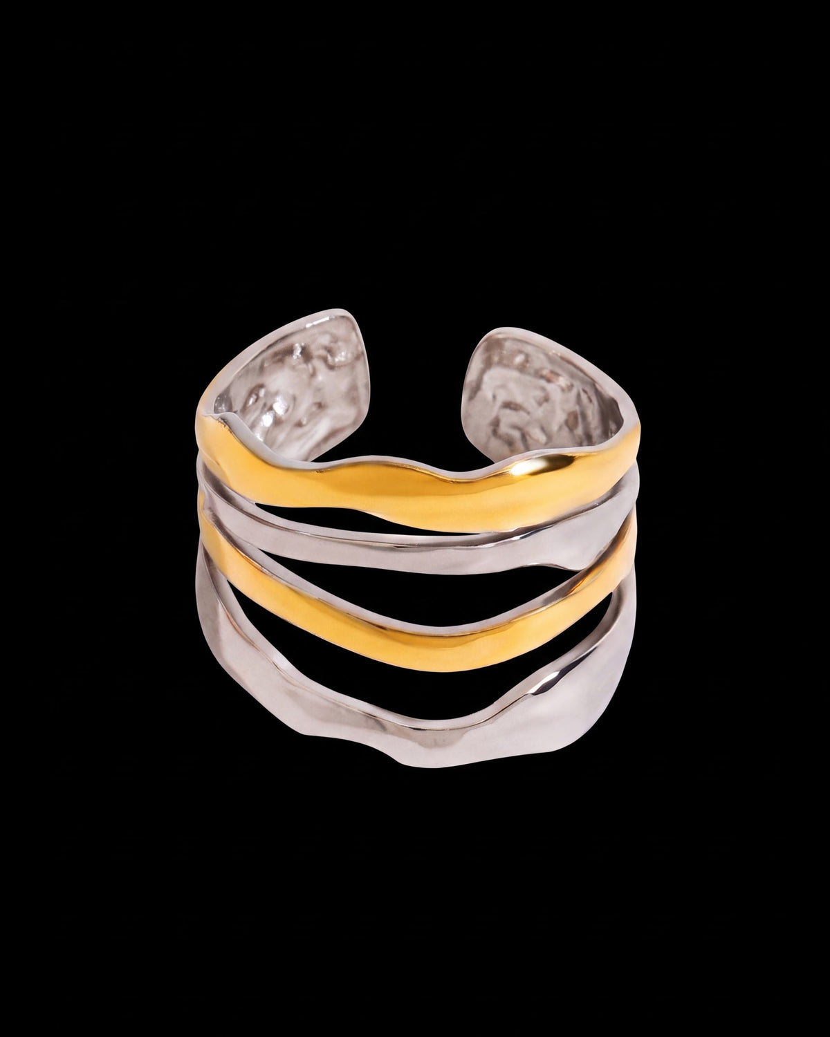 Triple Wave Open Ring - Two-Tone