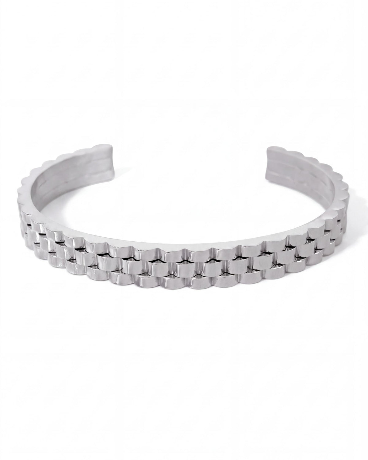 Strap Link Cuff Bracelet - Silver