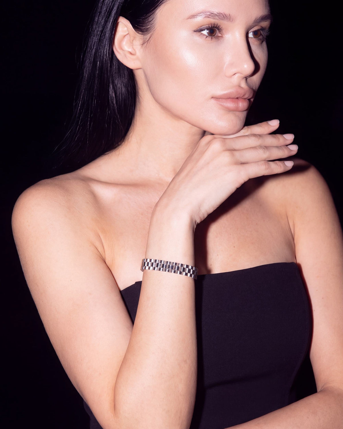 Strap Link Cuff Bracelet - Silver