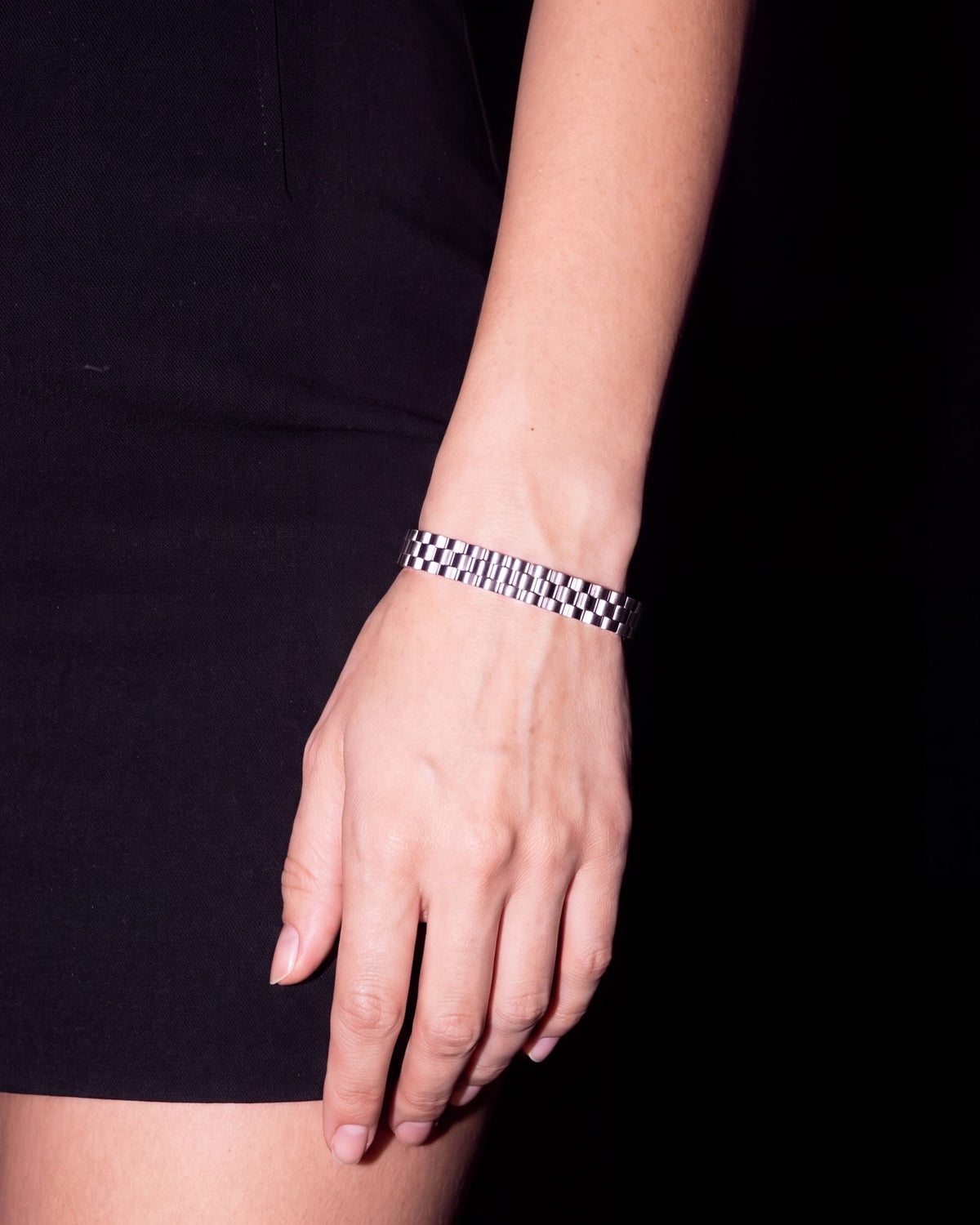 Strap Link Cuff Bracelet - Silver
