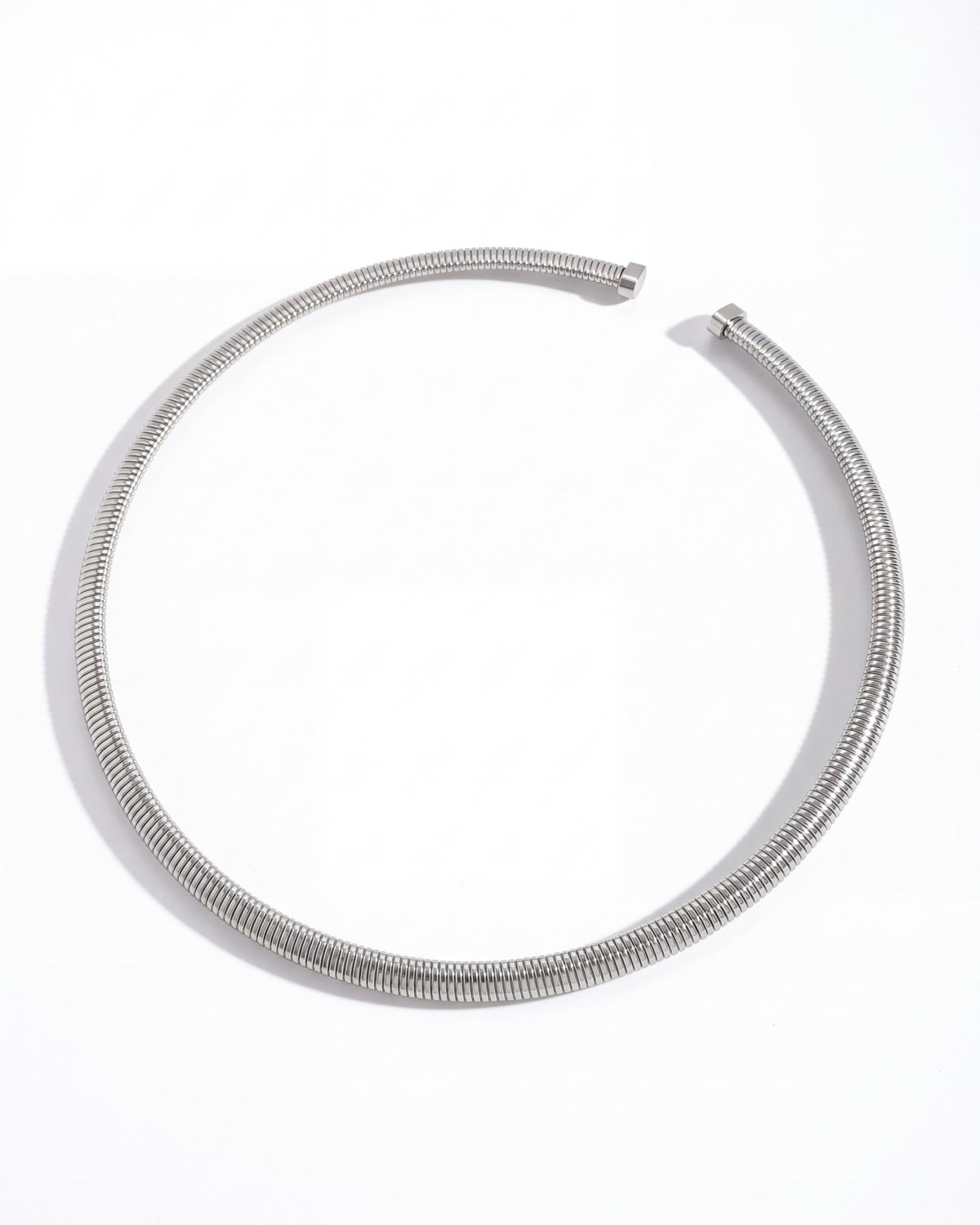 Ribbed Coil Collar Necklace - Silver