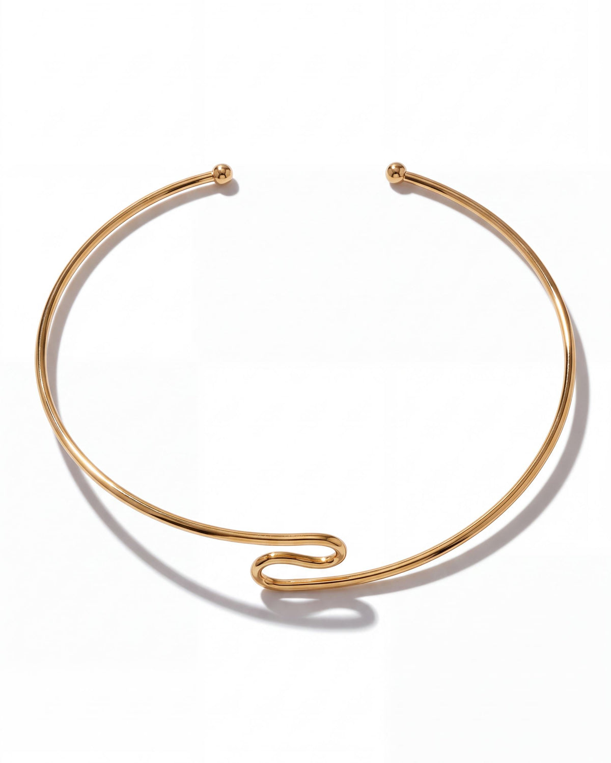 Wave Wire Choker Necklace - Gold