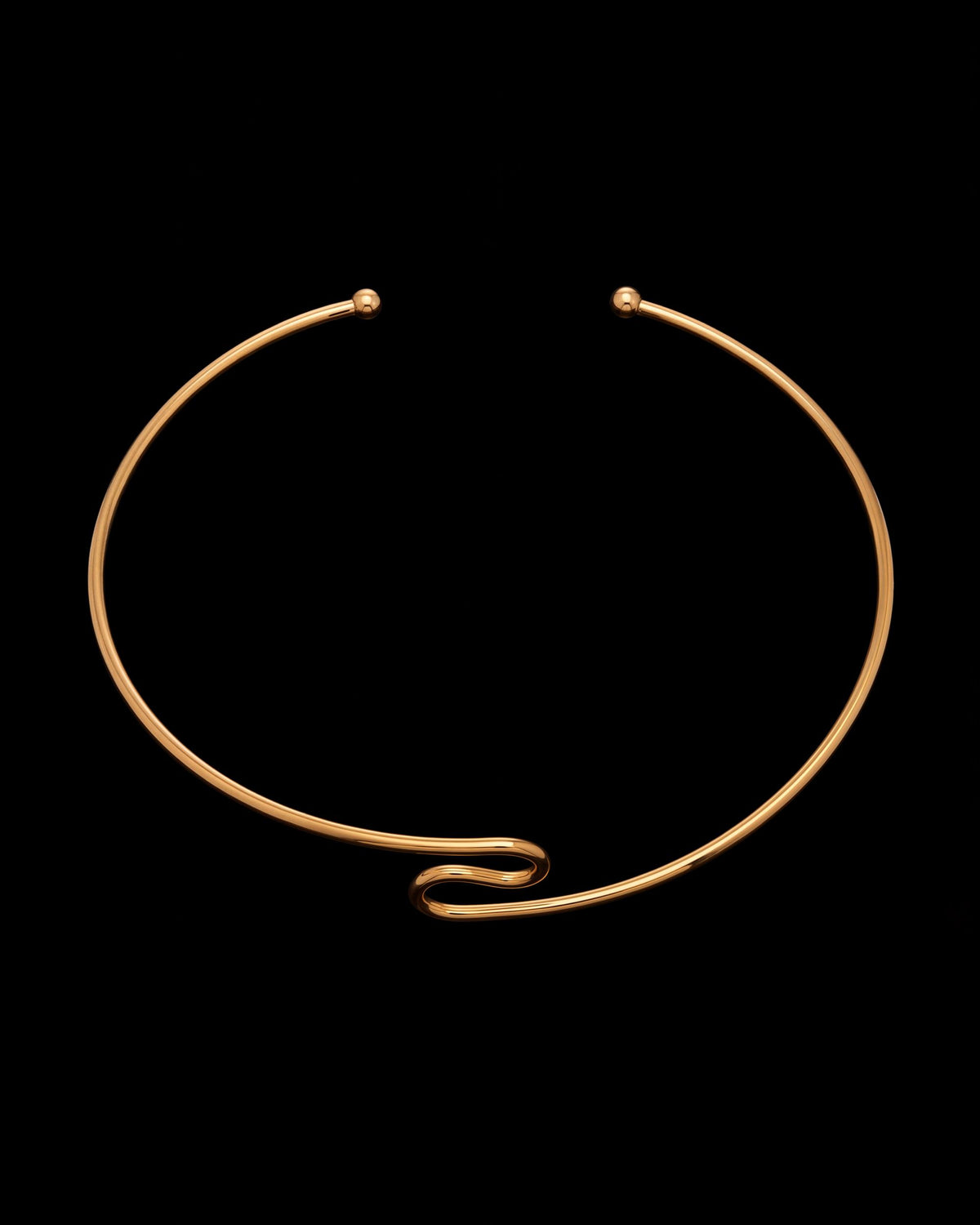 Wave Wire Choker Necklace - Gold