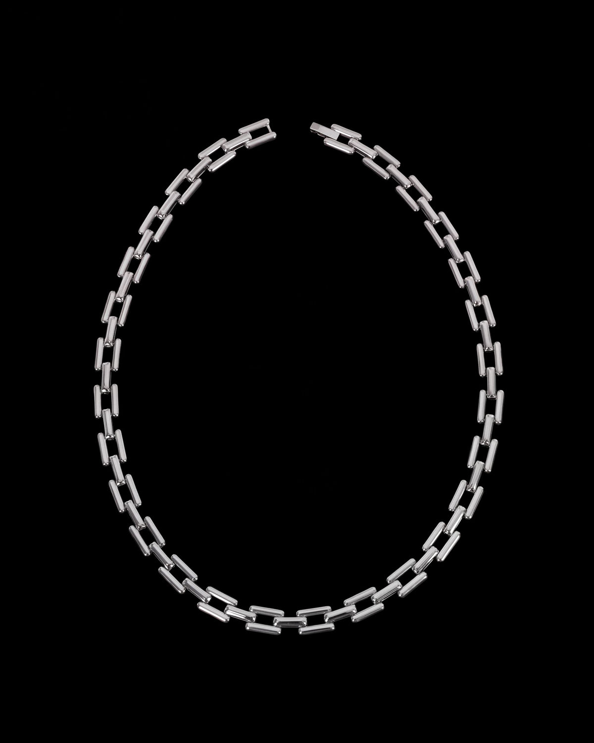 Rectangle Link Chain Necklace - Silver