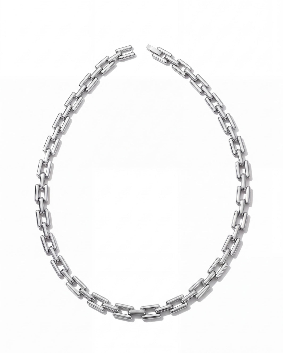 Rectangle Link Chain Necklace - Silver