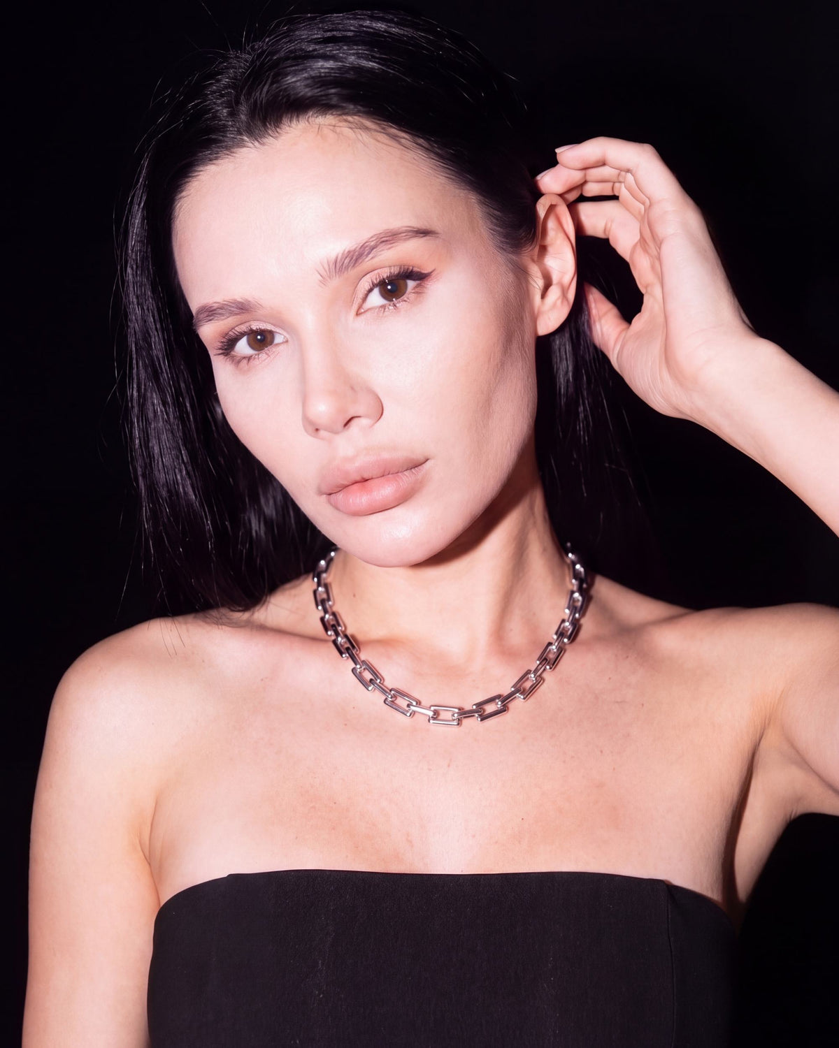 Rectangle Link Chain Necklace - Silver