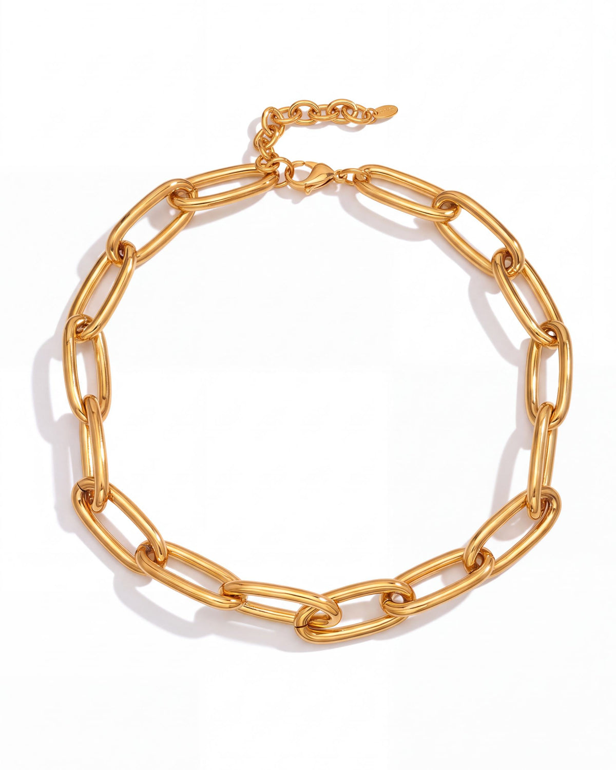 Heavy Oval Link Chain Necklace - Gold