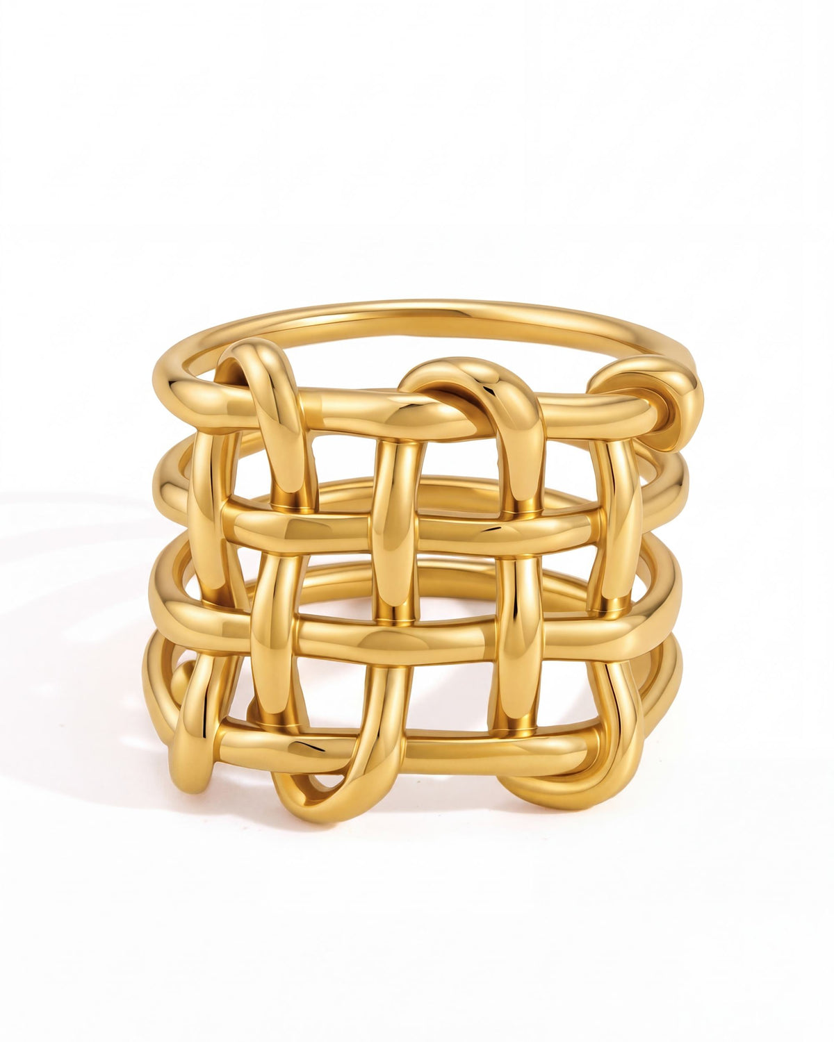 Woven Mesh Statement Ring - Gold
