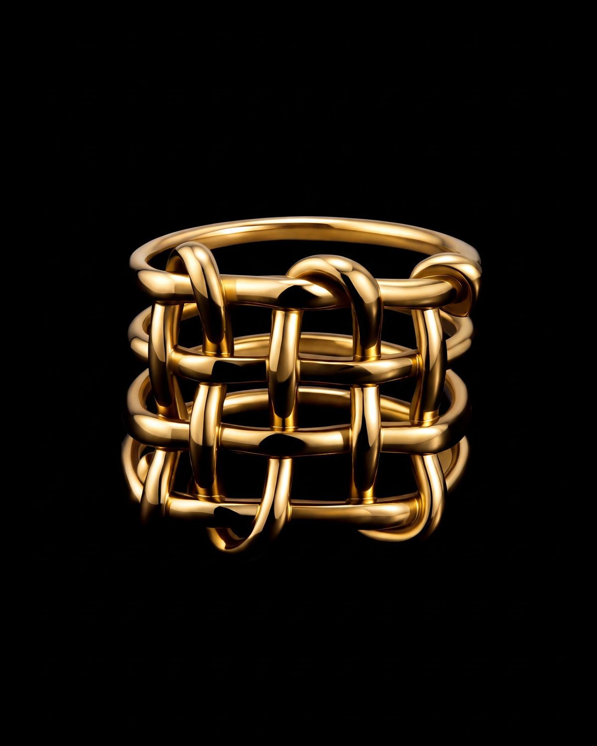 Woven Mesh Statement Ring - Gold