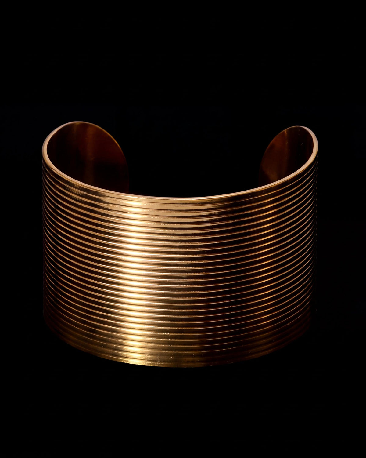 Fine Groove Wide Cuff Bracelet - Gold