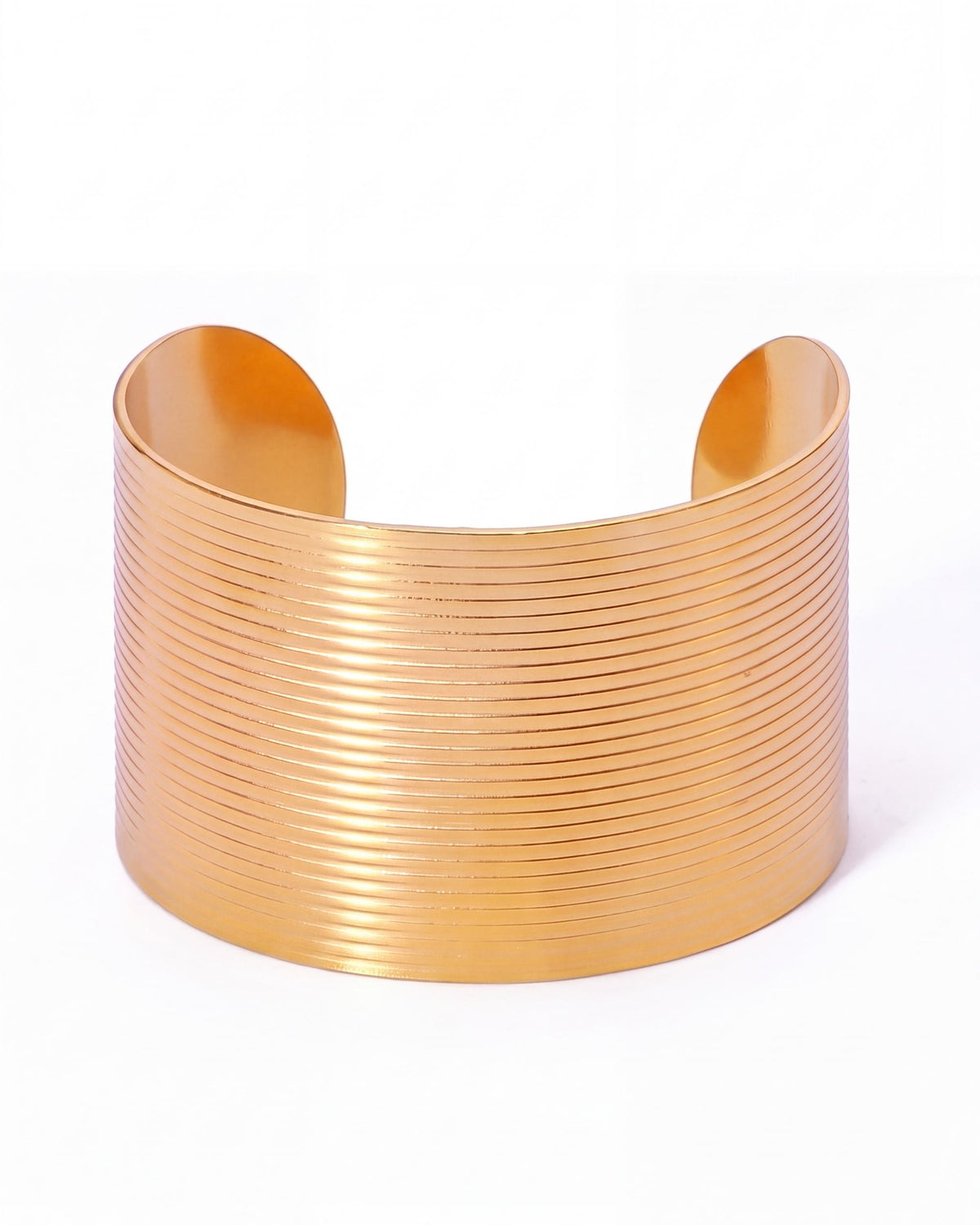 Fine Groove Wide Cuff Bracelet - Gold