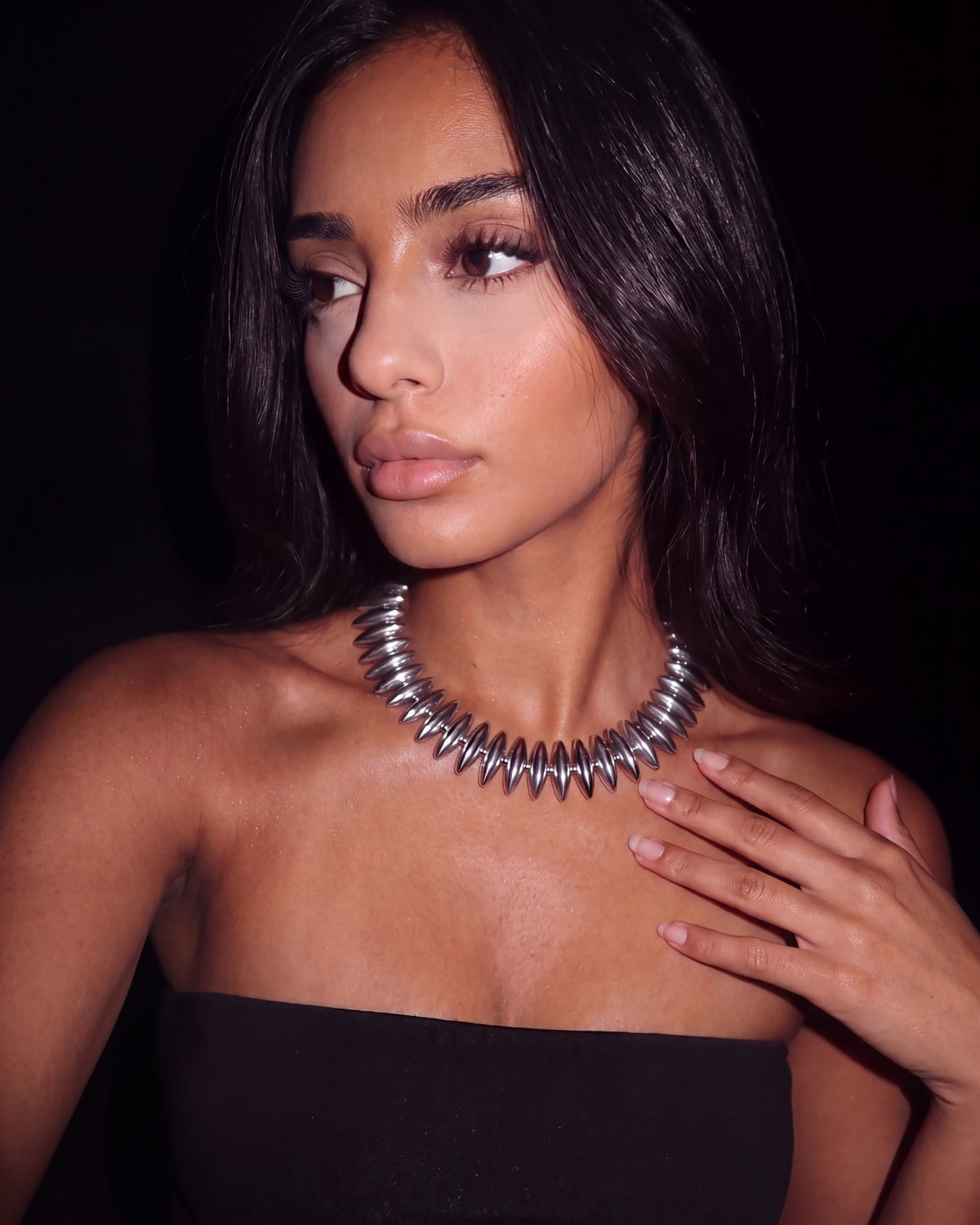 Oval Disc Necklace - Silver