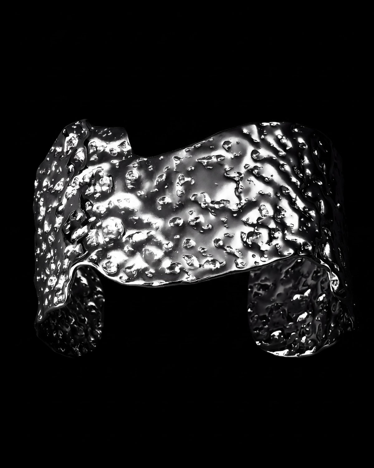 Molten Silver Wide Cuff Bracelet - Silver
