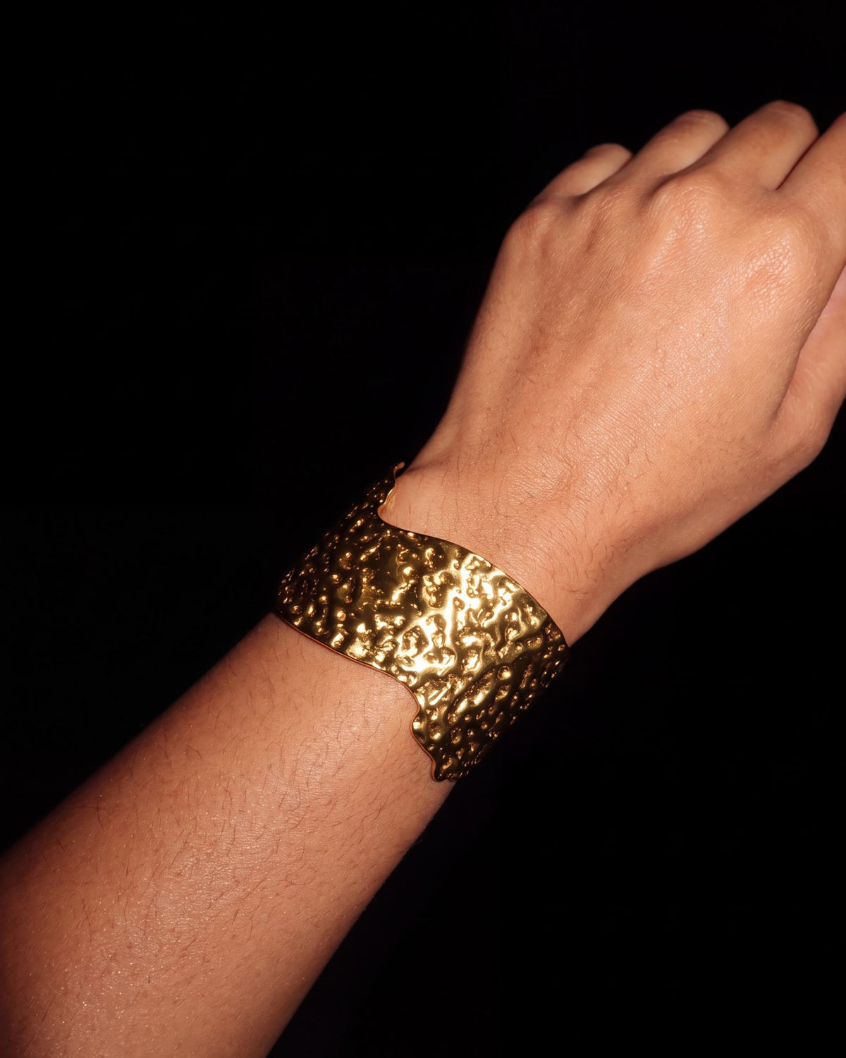 Molten Gold Wide Cuff Bracelet - Gold