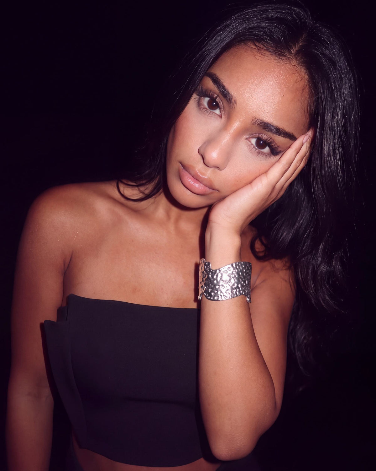 Molten Silver Wide Cuff Bracelet - Silver