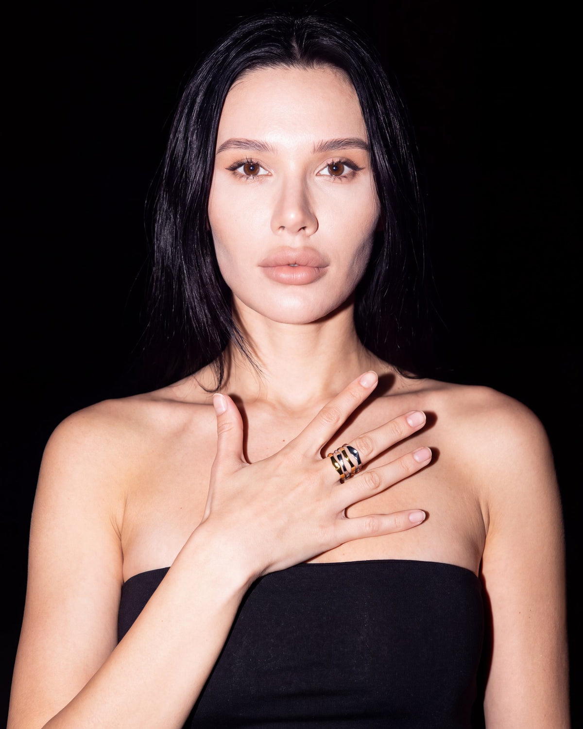 Triple Wave Open Ring - Two-Tone