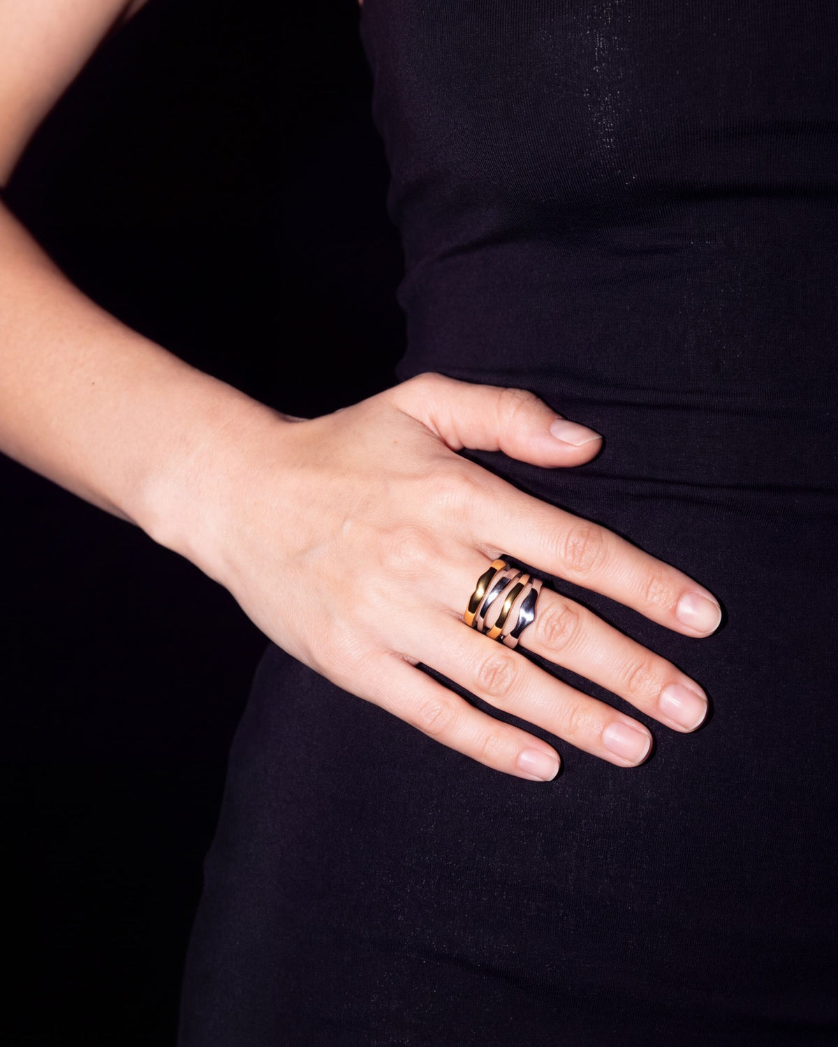 Triple Wave Open Ring - Two-Tone